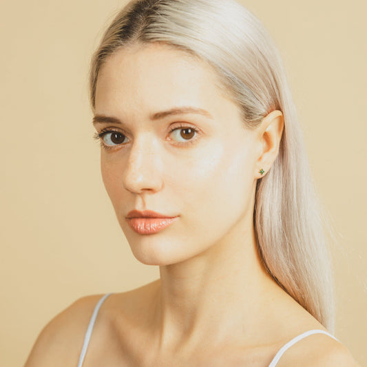 Emerald Green Lucky Clover Studs