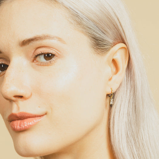 Clear Baguette Drop Huggies