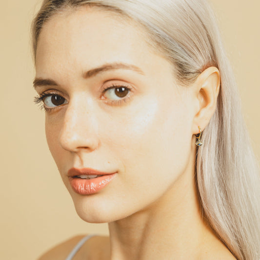 Ocean Evil Eye Drop Huggie Earrings