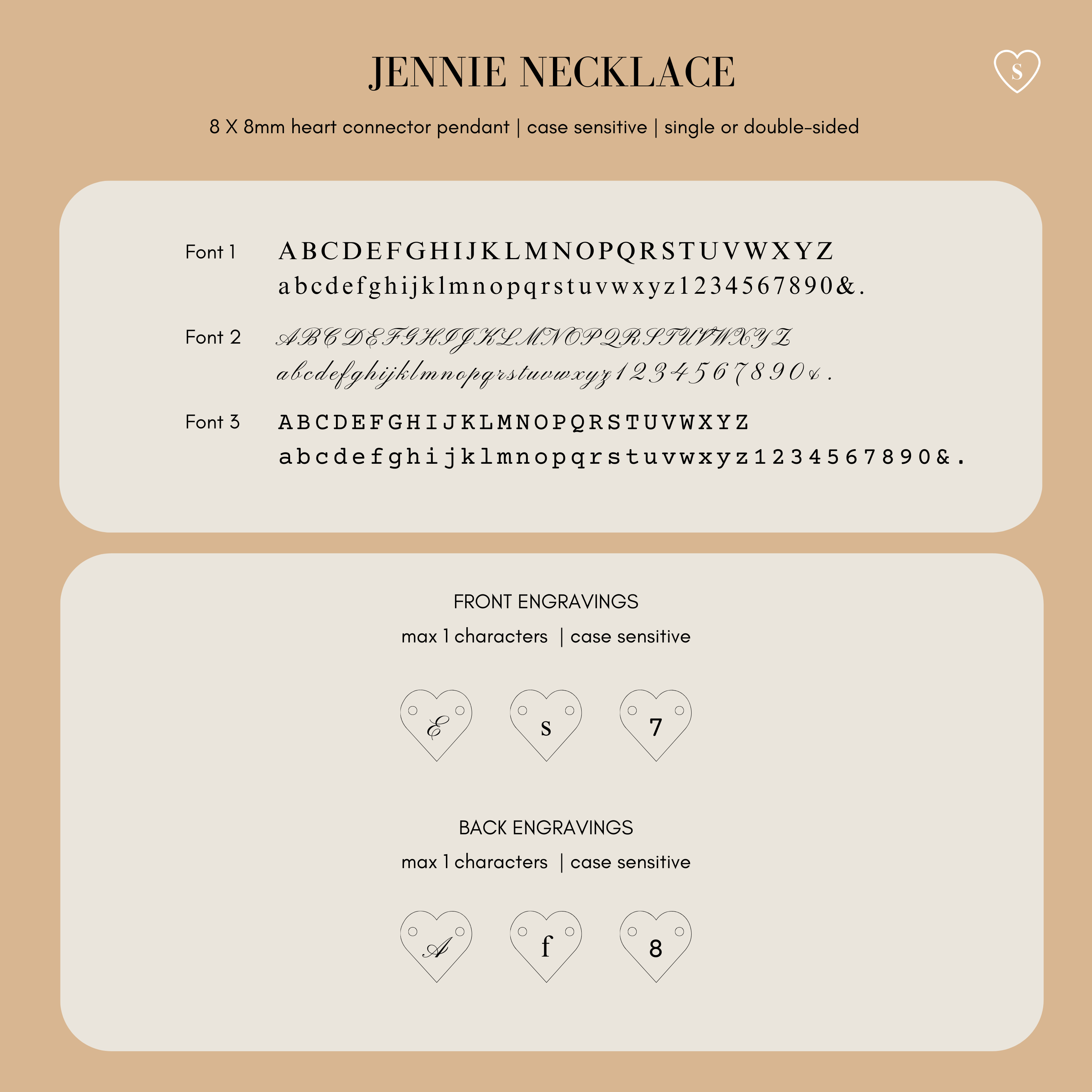 Jennie Necklace - Personalized Engraved Heart Connector Pendant