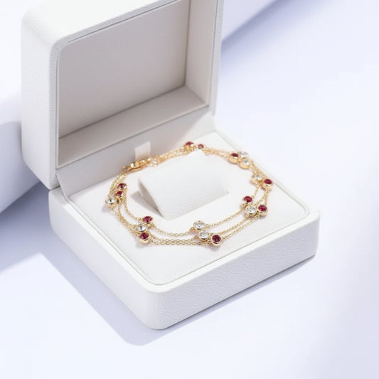 Triple Ruby and Diamond Bracelet