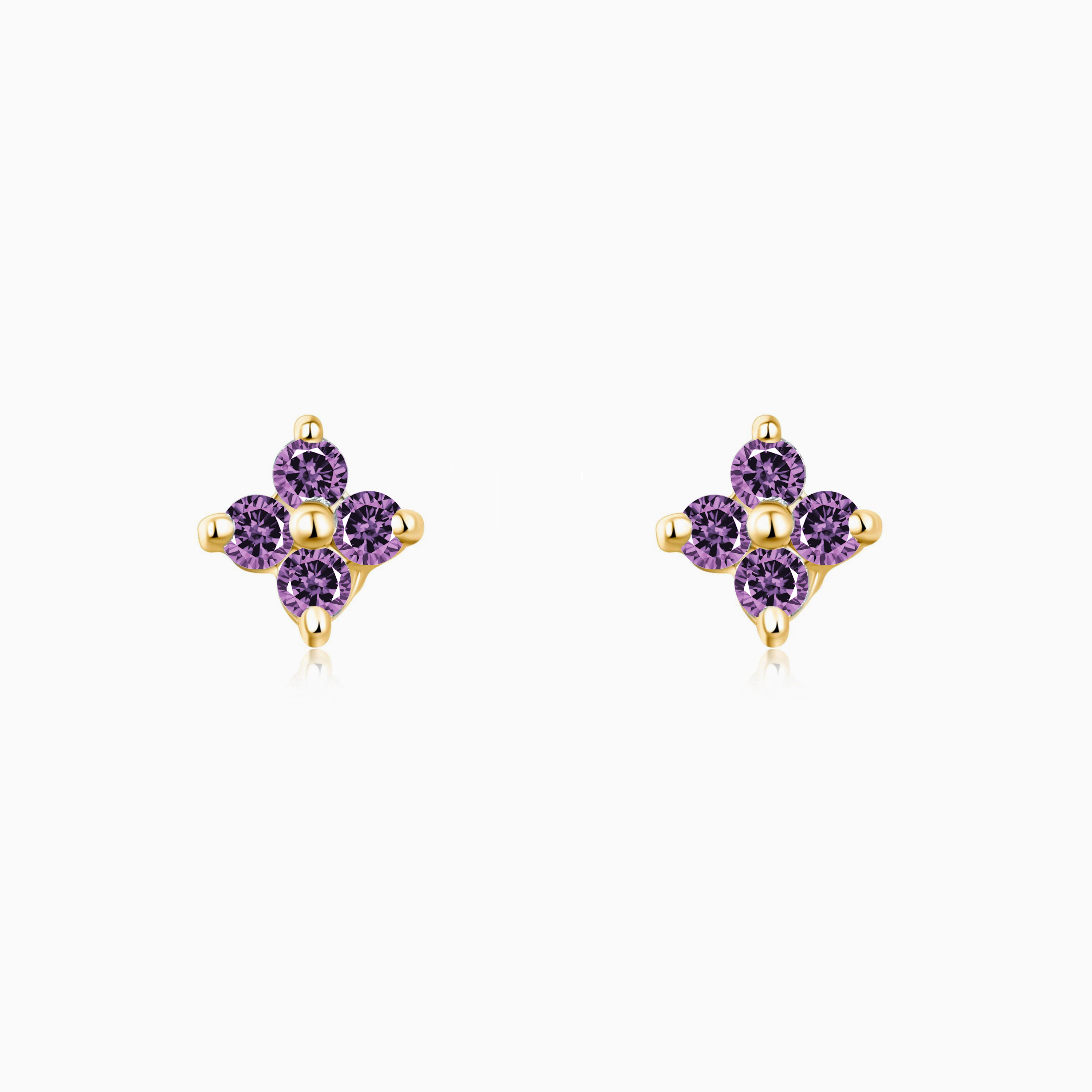 Amethyst Lucky Clover Studs