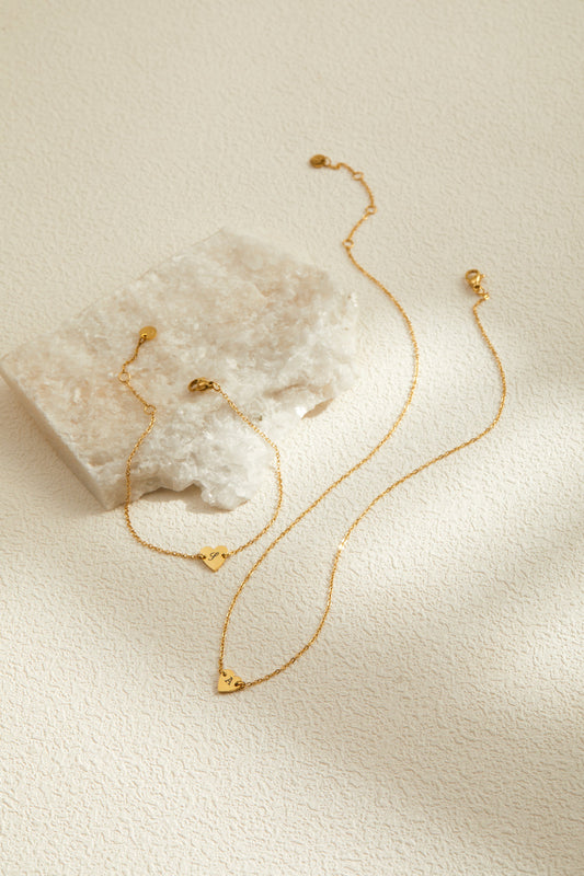 Jennie Necklace - Personalized Engraved Heart Connector Pendant