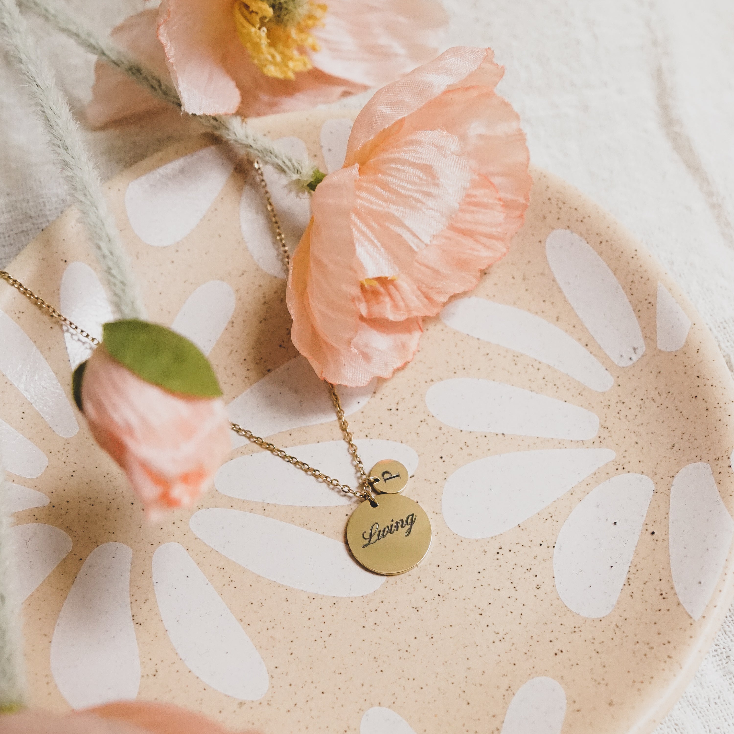 Ruby Duo Necklace - Personalized Engraved Duo Round Disks