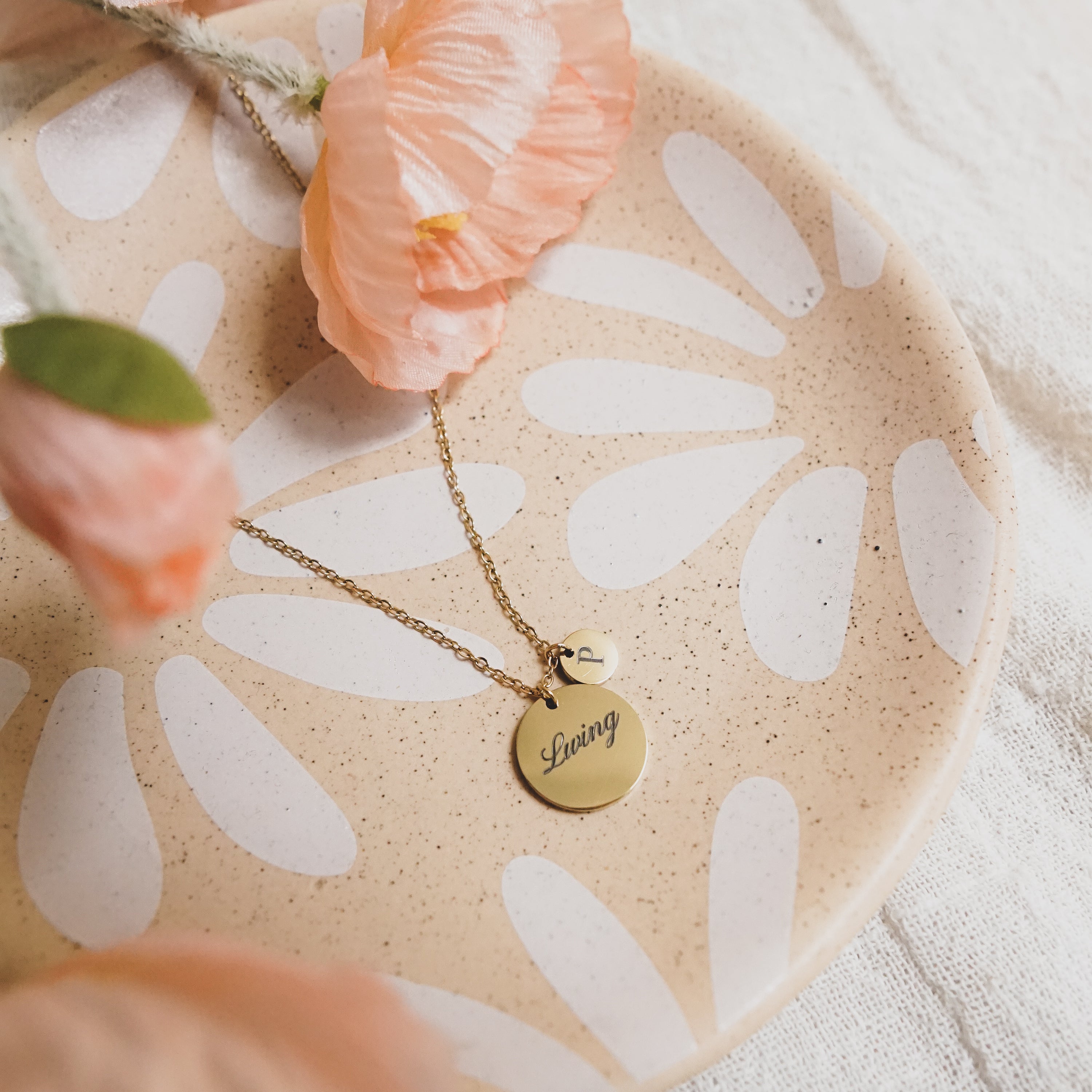 Ruby Duo Necklace - Personalized Engraved Duo Round Disks