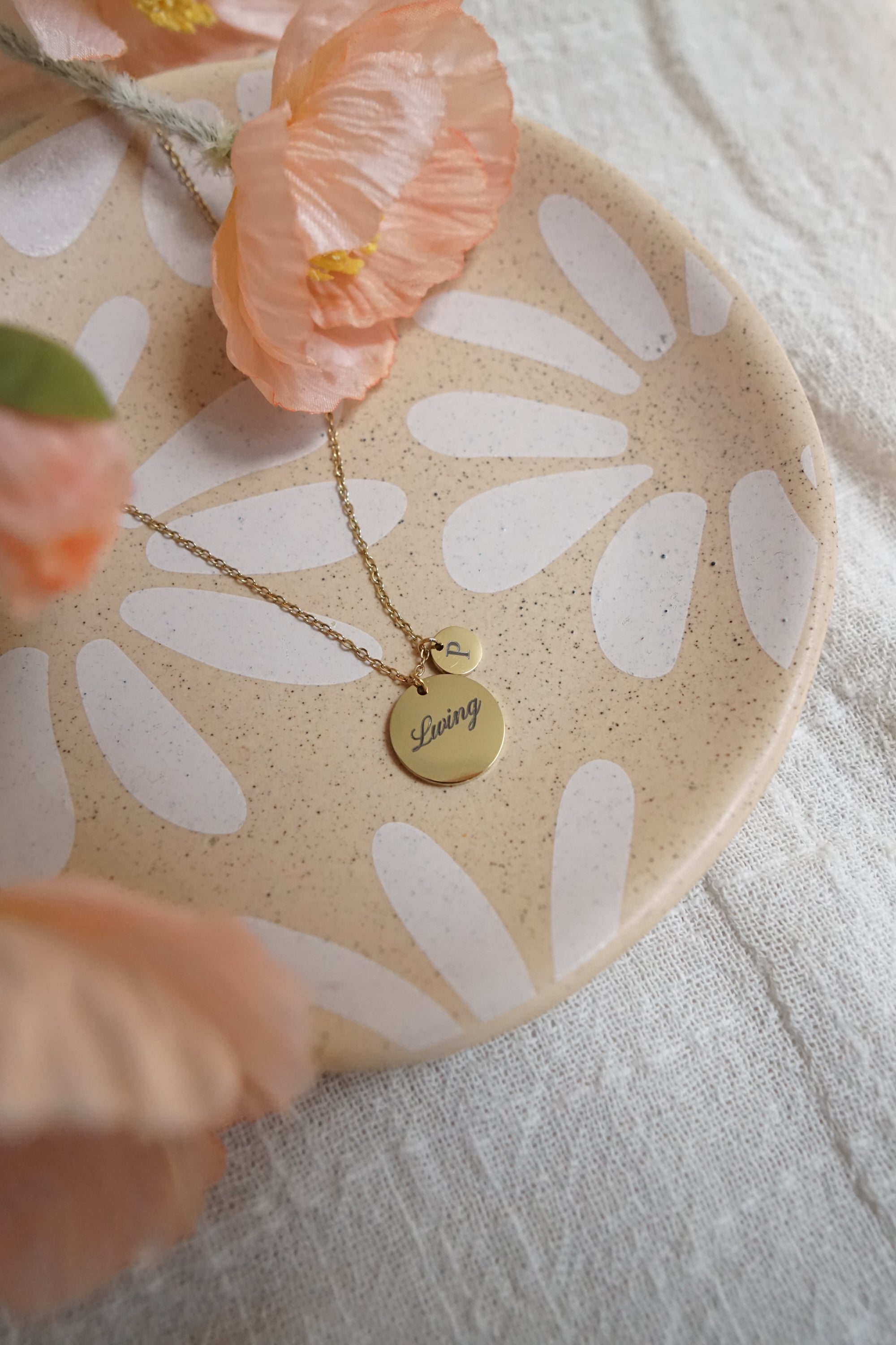Ruby Duo Necklace - Personalized Engraved Duo Round Disks