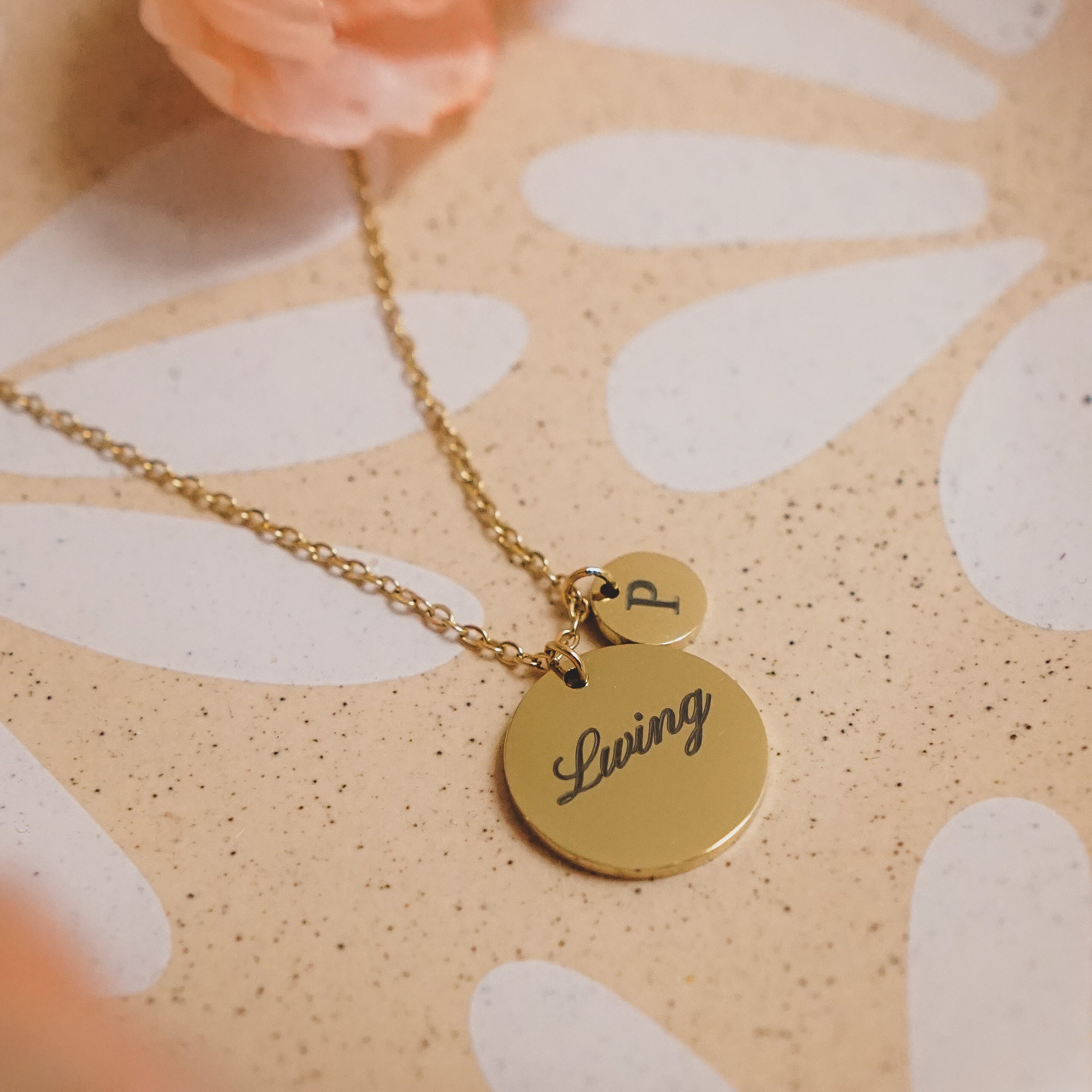 Ruby Duo Necklace - Personalized Engraved Duo Round Disks