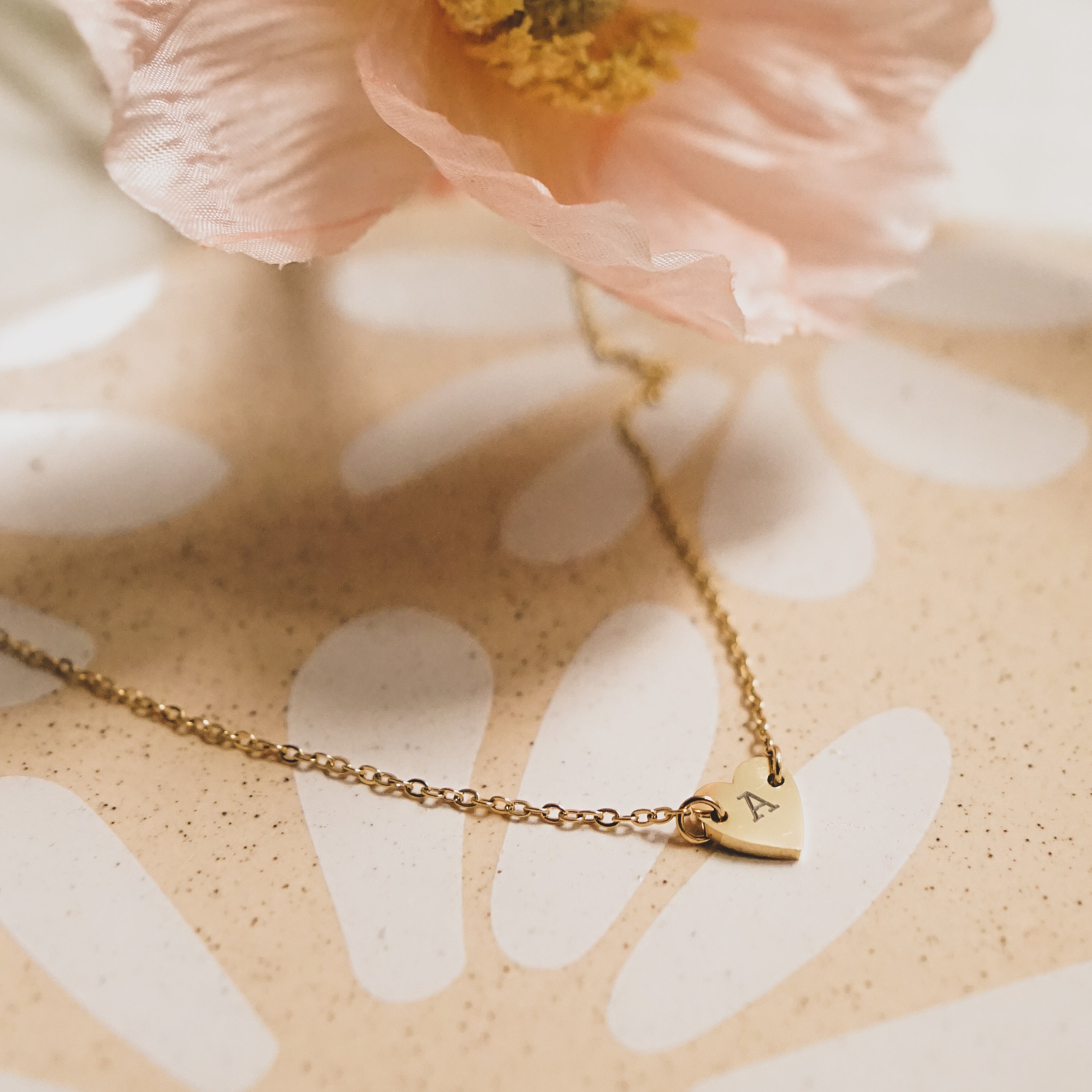 Jennie Necklace - Personalized Engraved Heart Connector Pendant