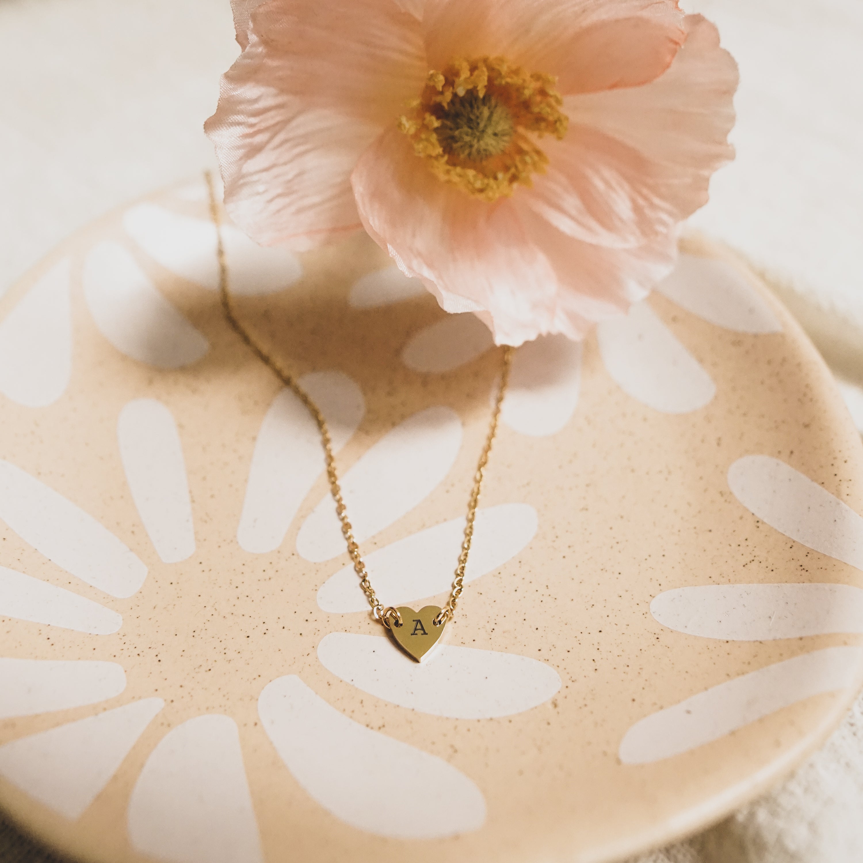 Jennie Necklace - Personalized Engraved Heart Connector Pendant