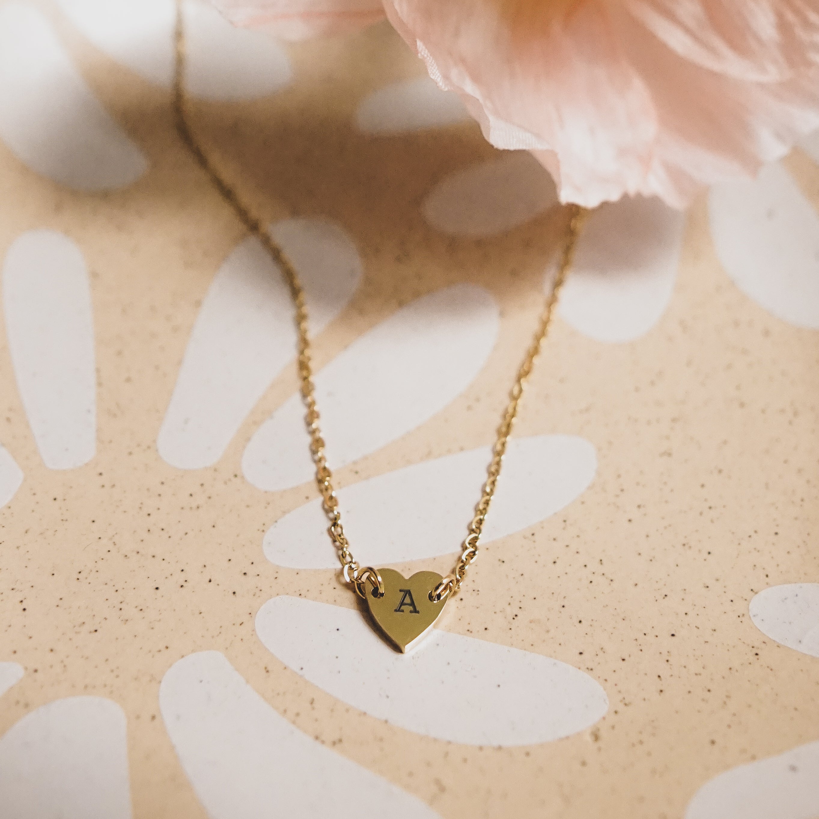 Jennie Necklace - Personalized Engraved Heart Connector Pendant