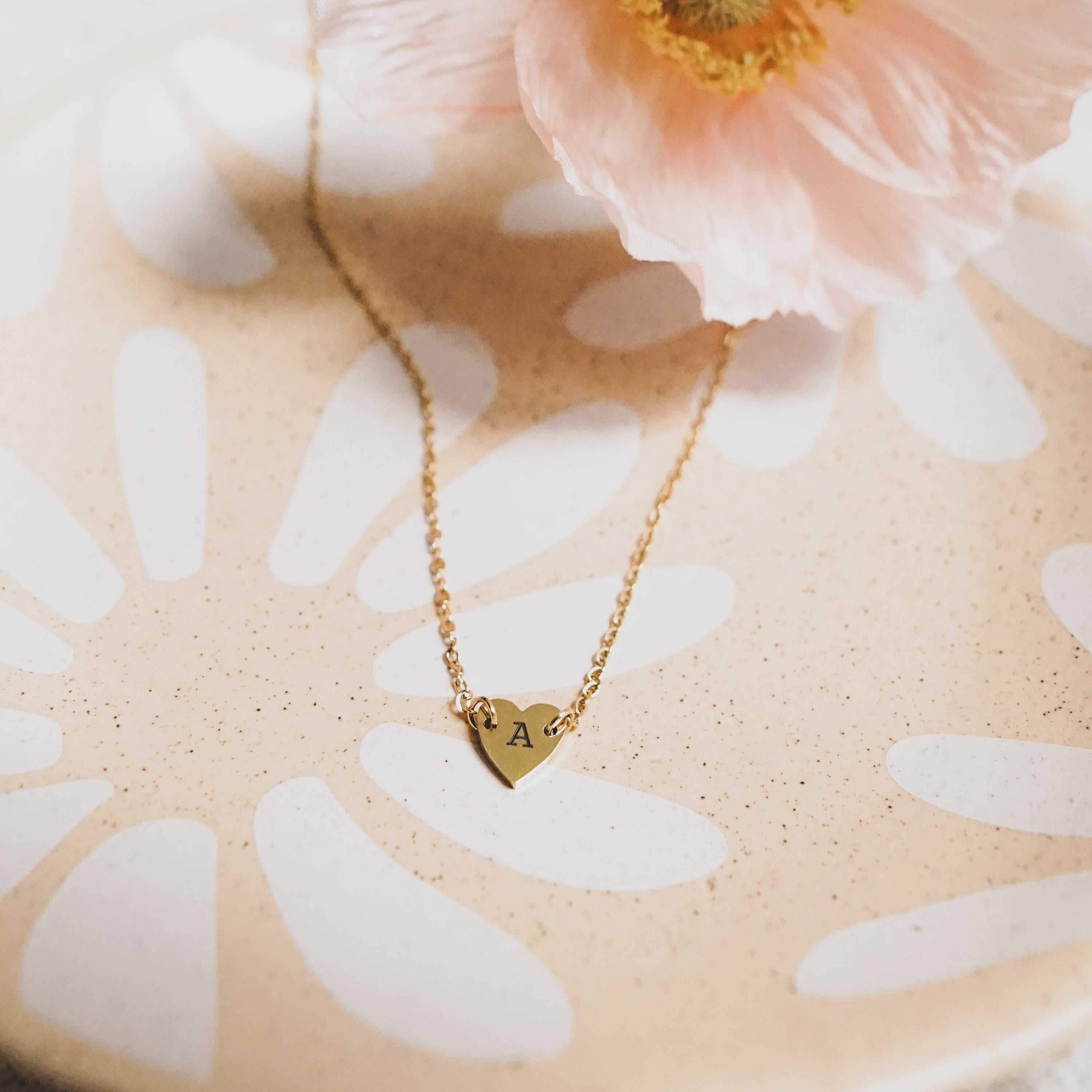 Jennie Necklace - Personalized Engraved Heart Connector Pendant