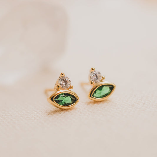 Emerald Crown Stud Earrings