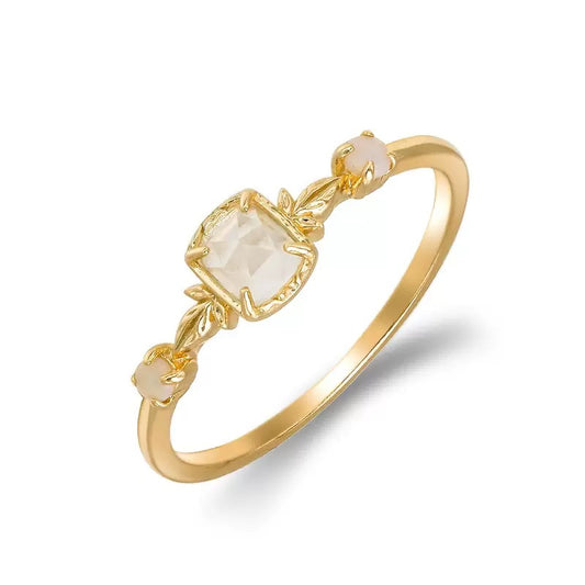 Baguette Crystal and Opal Ring