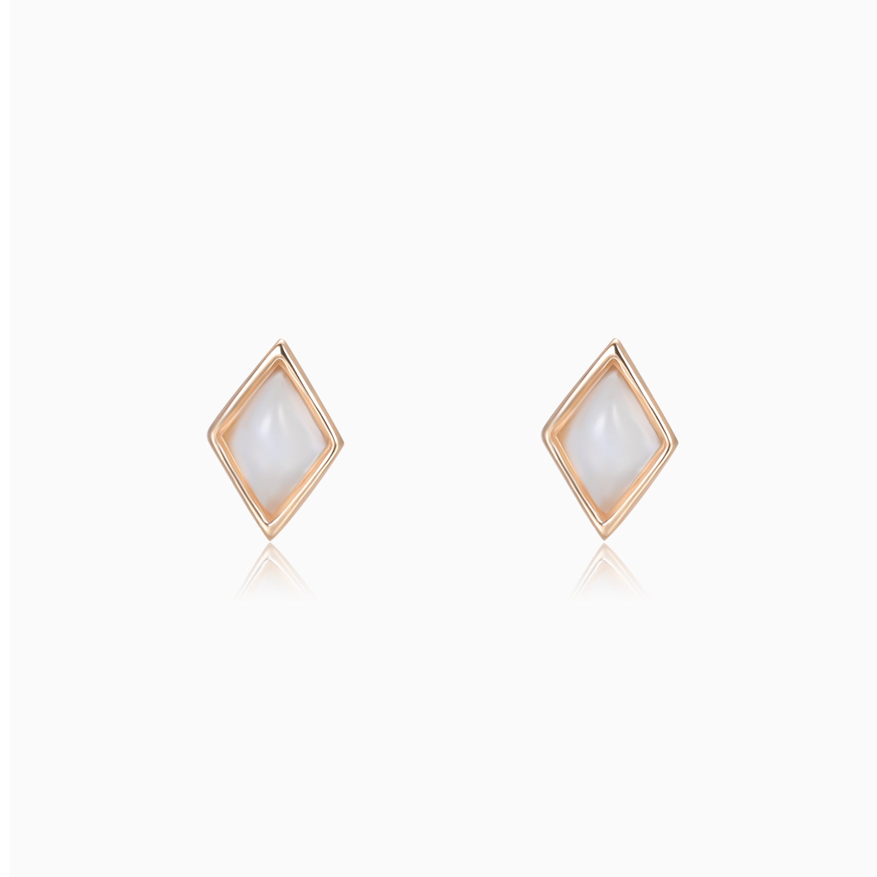 Diamond Moonstone Studs