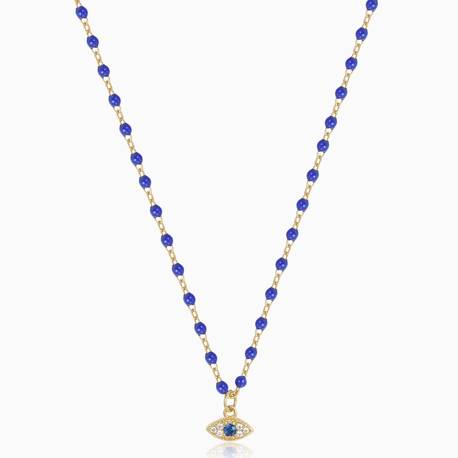 Lapis Enamel Satellite Evil Eye Necklace