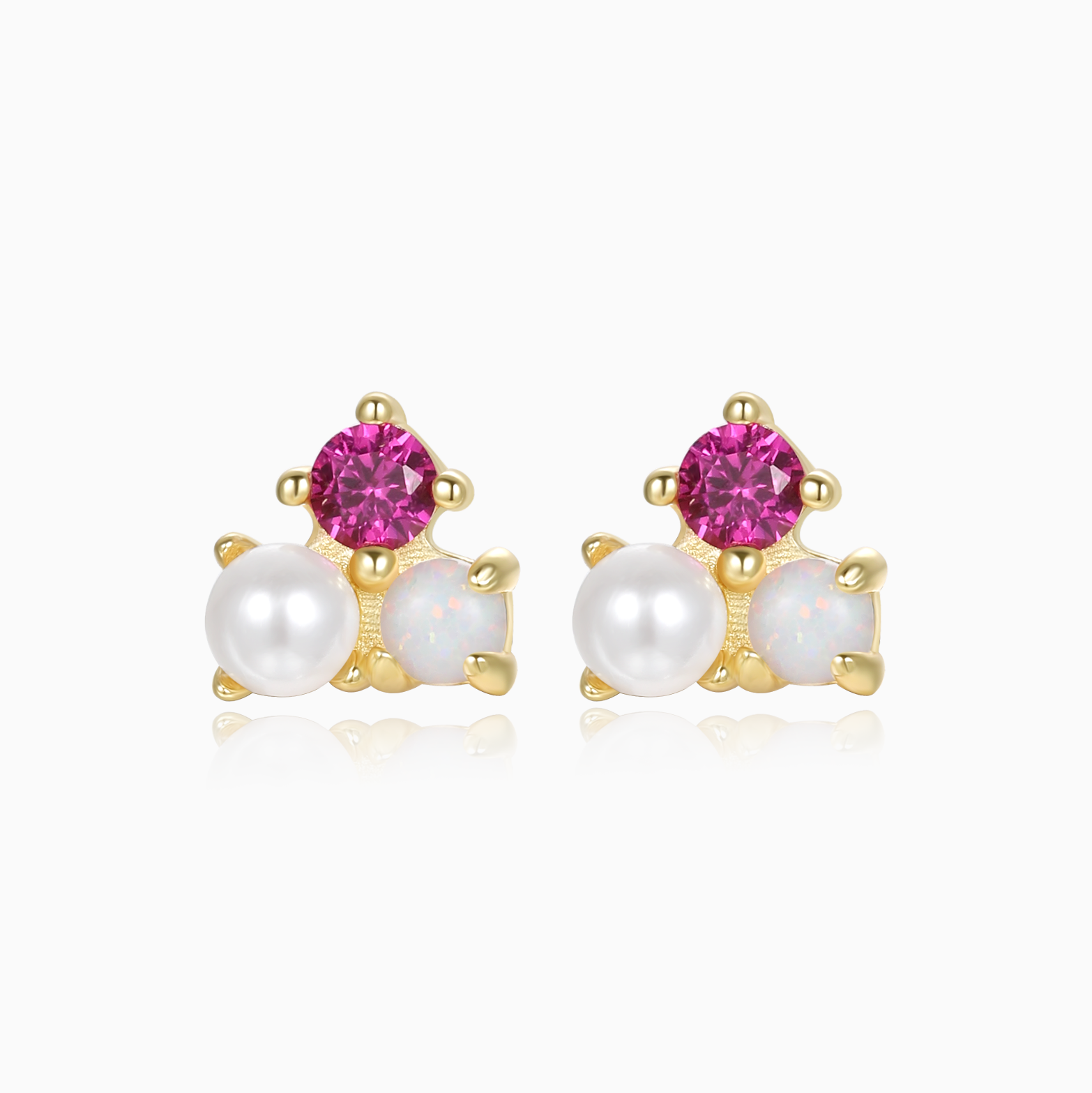 Ruby Opal Pearl Studs