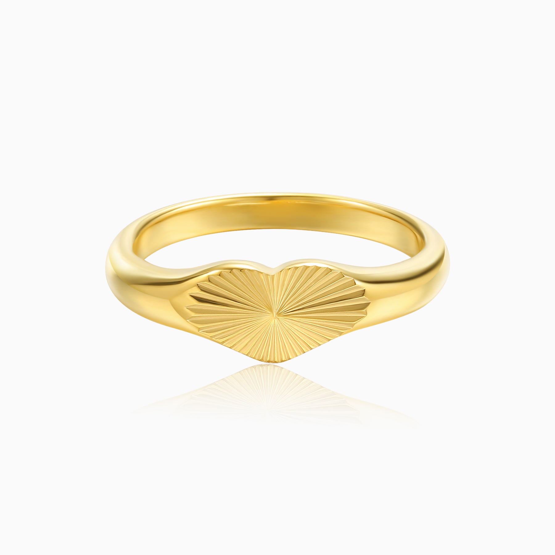 Sunburst Heart Signet Ring