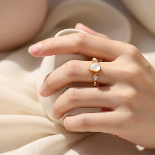 Marquise Mother of Pearl & Opal Ring