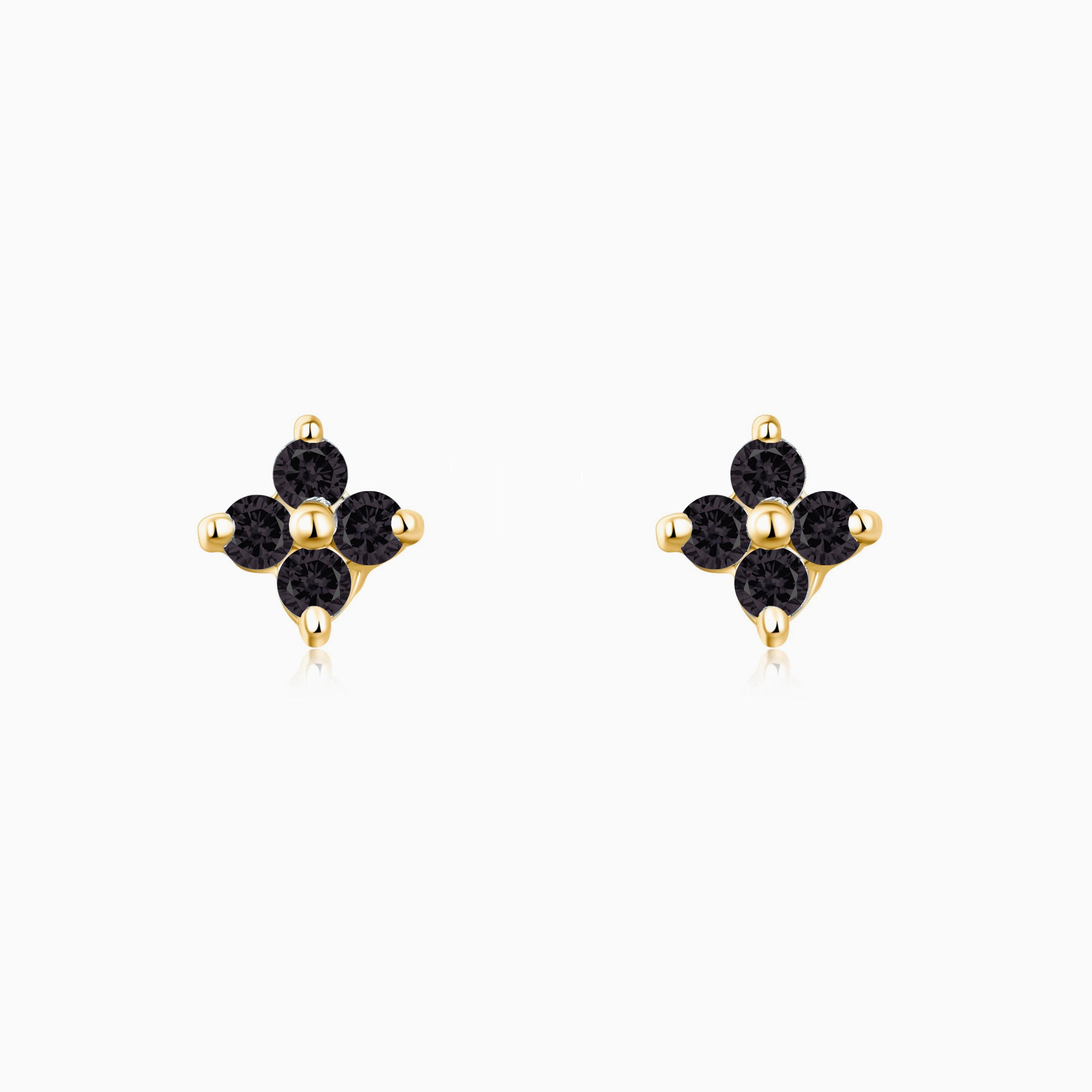 Black Lucky Clover Studs