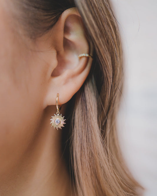 Sparkling Sun Huggie Mini Hoop Earrings