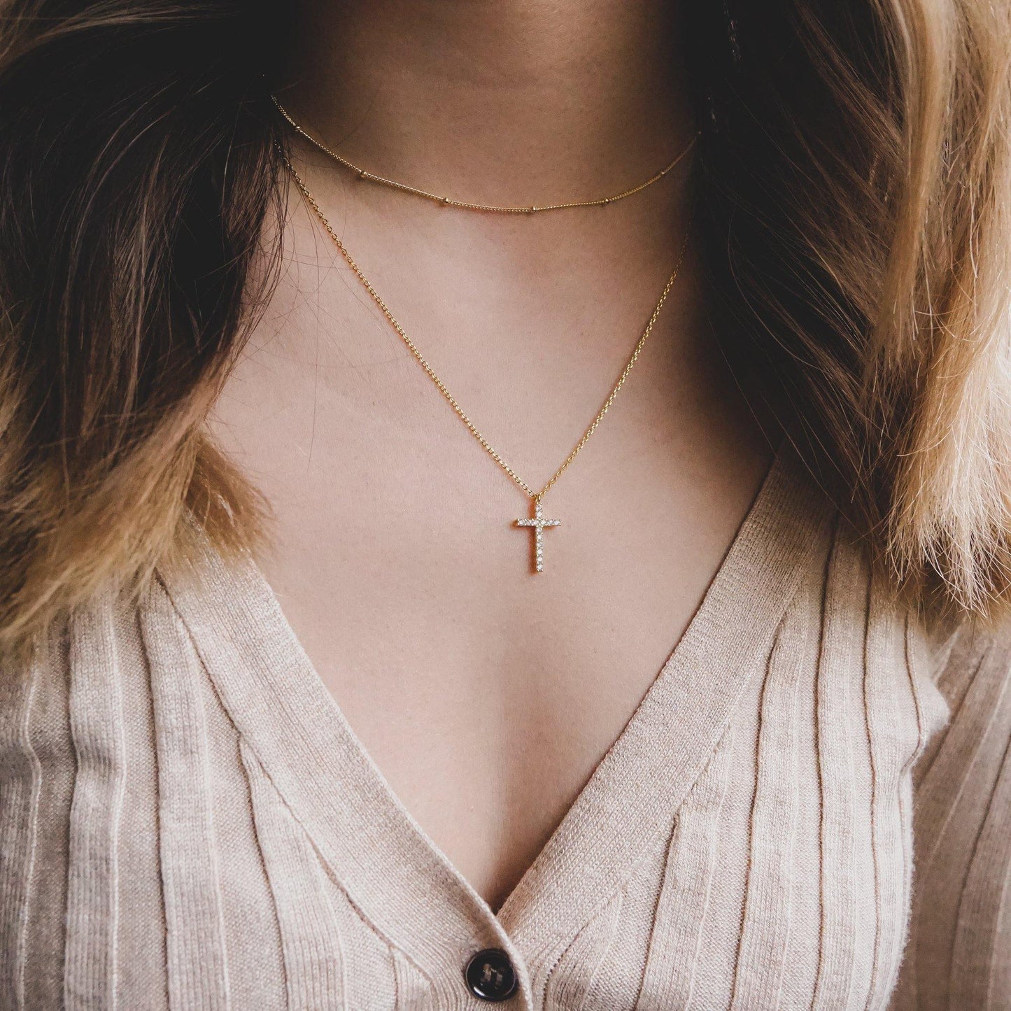 Sparkly Cross Necklace - Studdedheartz