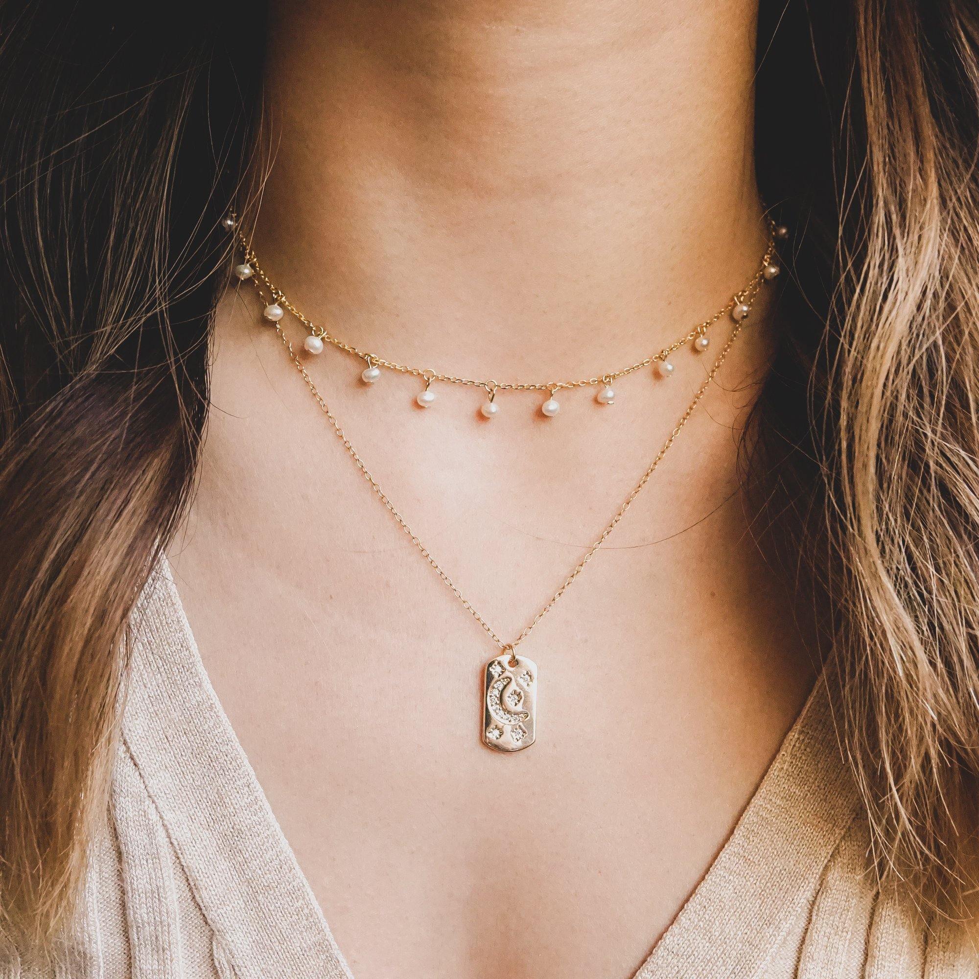3mm Fresh Water Pearl Drops Satellite Choker Necklace - Studdedheartz