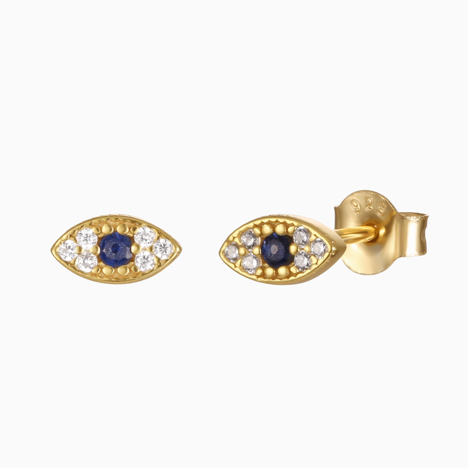 Paved CZ Evil Eye Stud Earrings