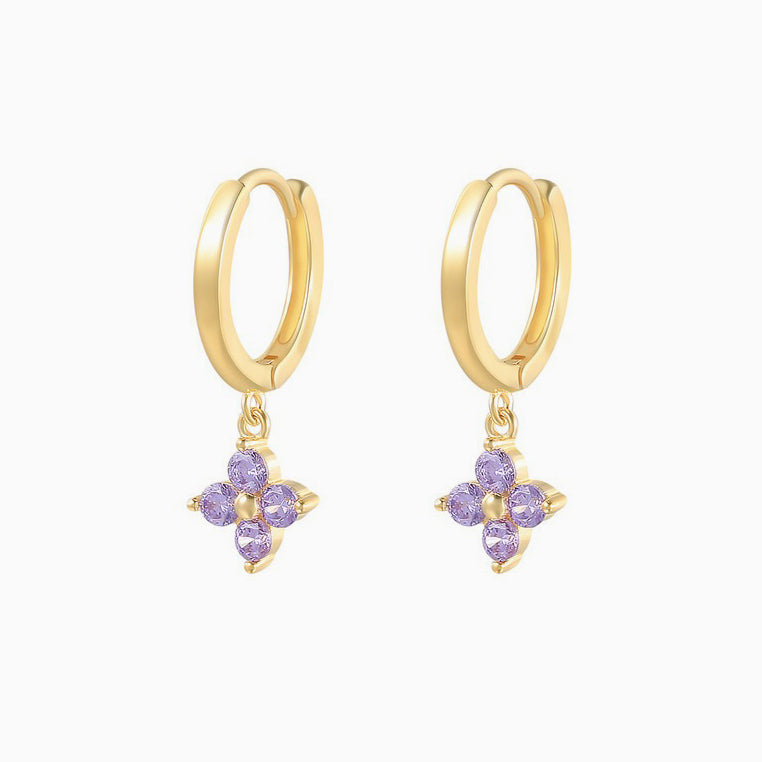 Amethyst Lucky Clover Huggies