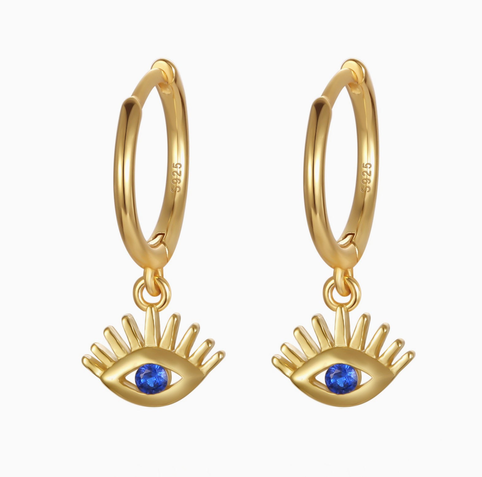 Ocean Evil Eye Drop Huggie Earrings