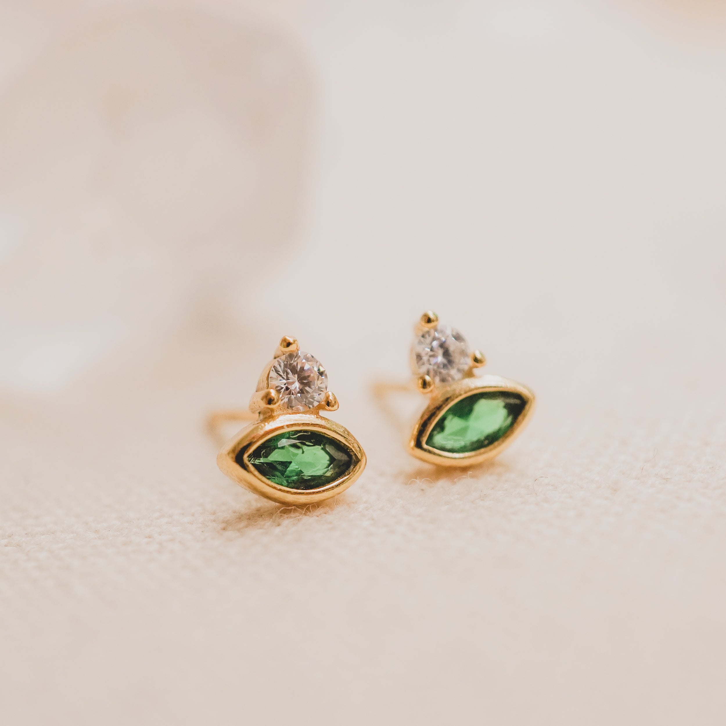 Emerald Crown Stud Earrings