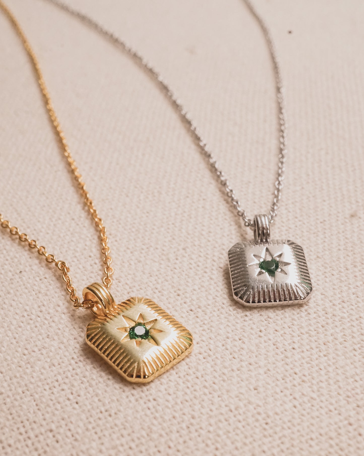 Emerald Shooting Star Disk Necklace