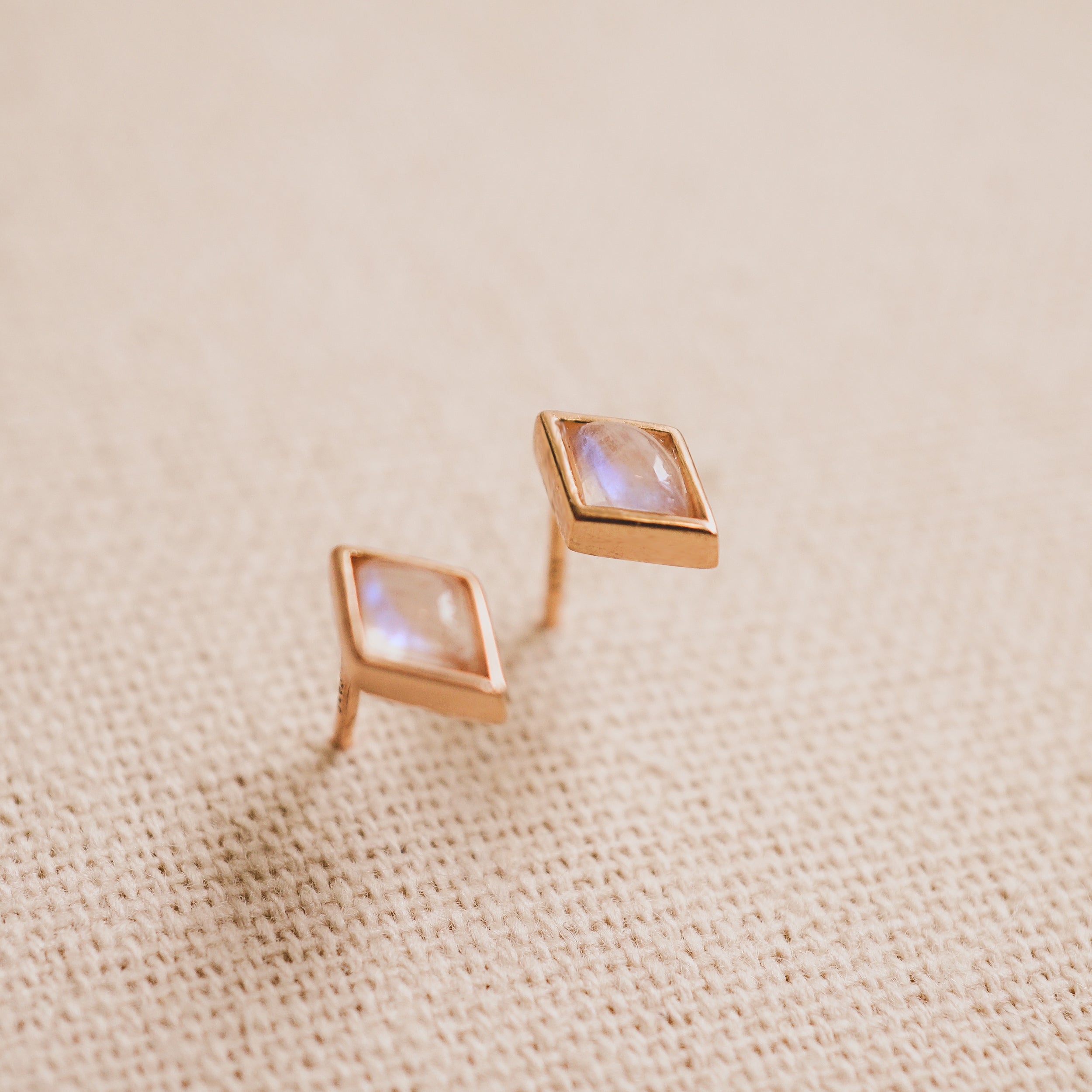 Diamond Moonstone Studs