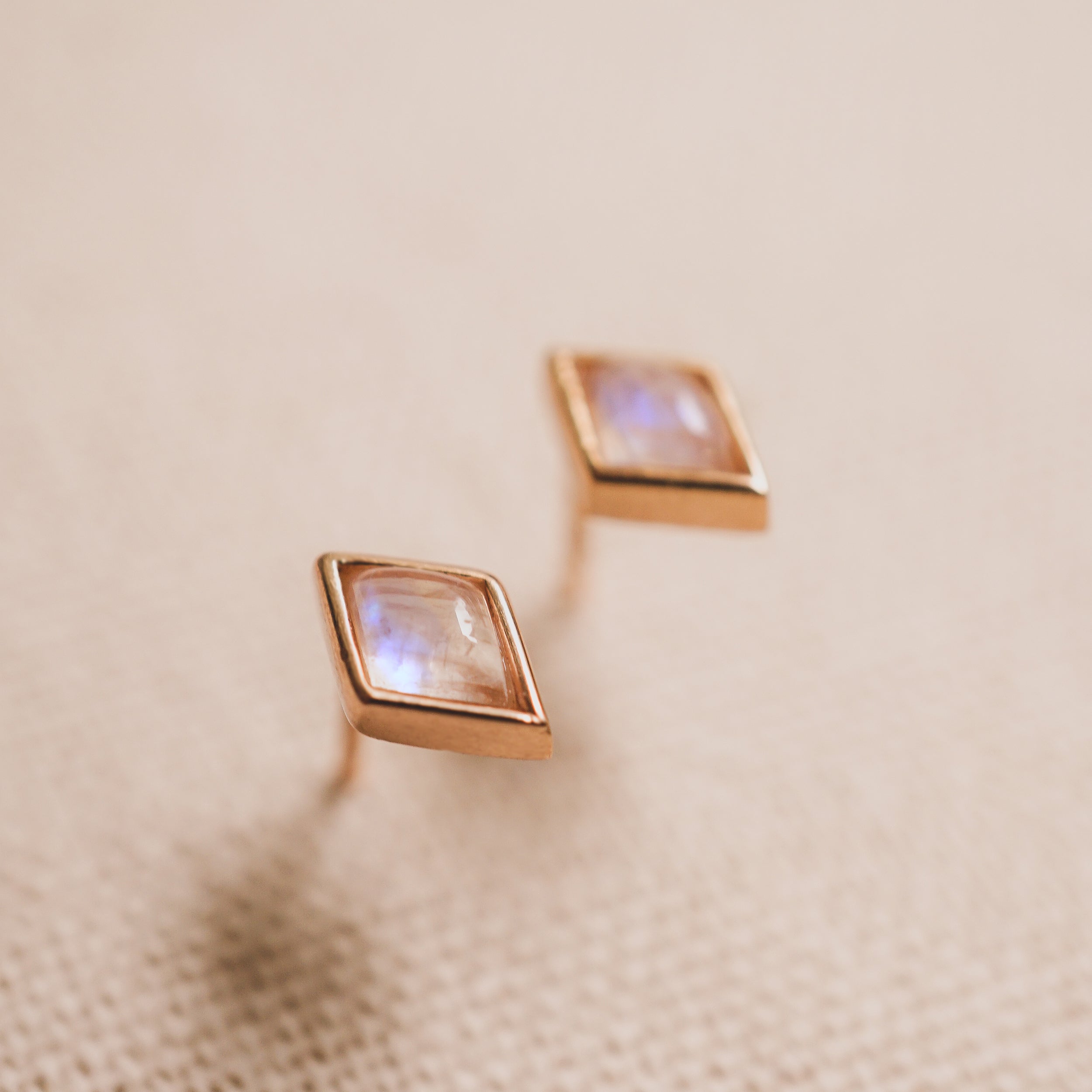 Diamond Moonstone Studs