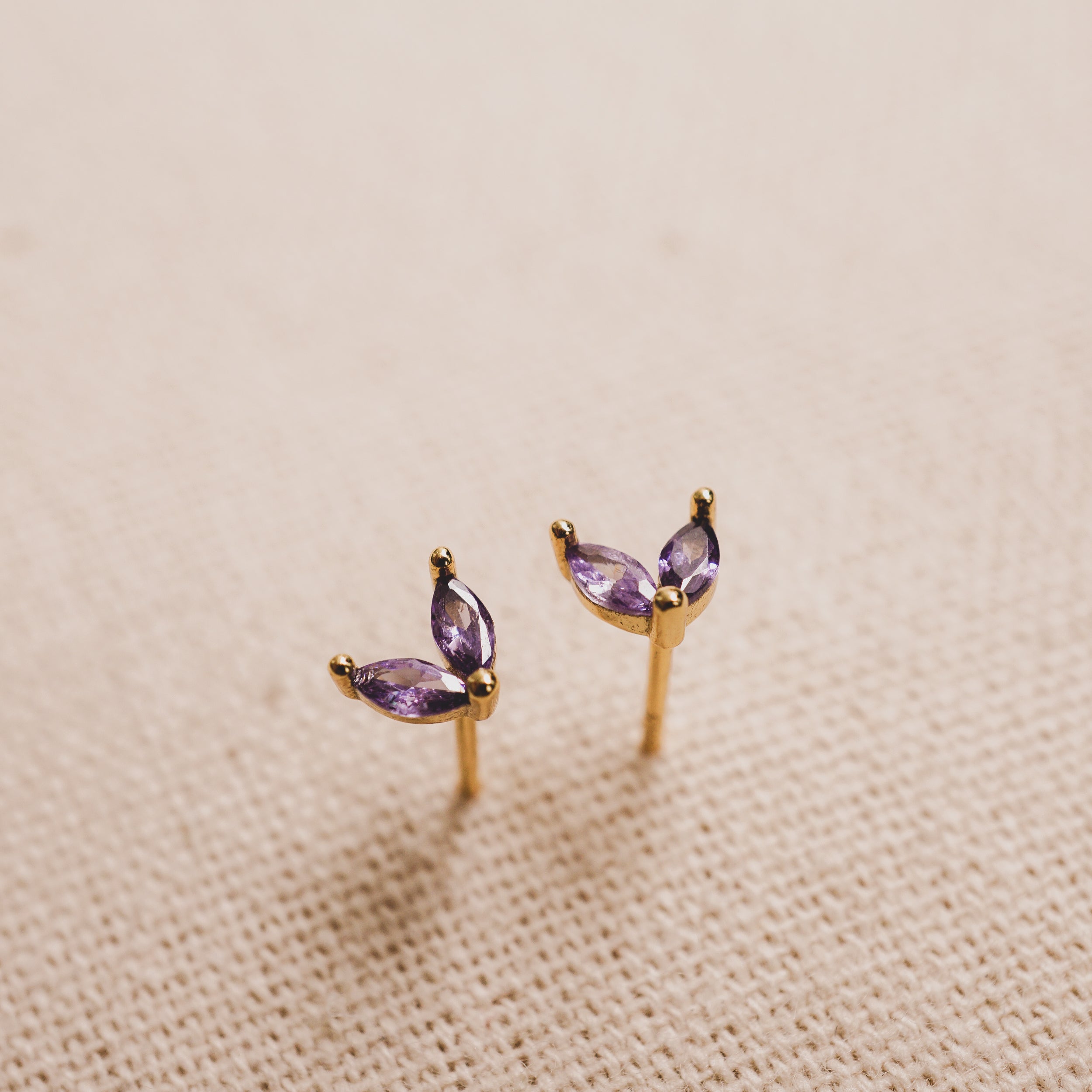 Amethyst Bunny Ears Studs