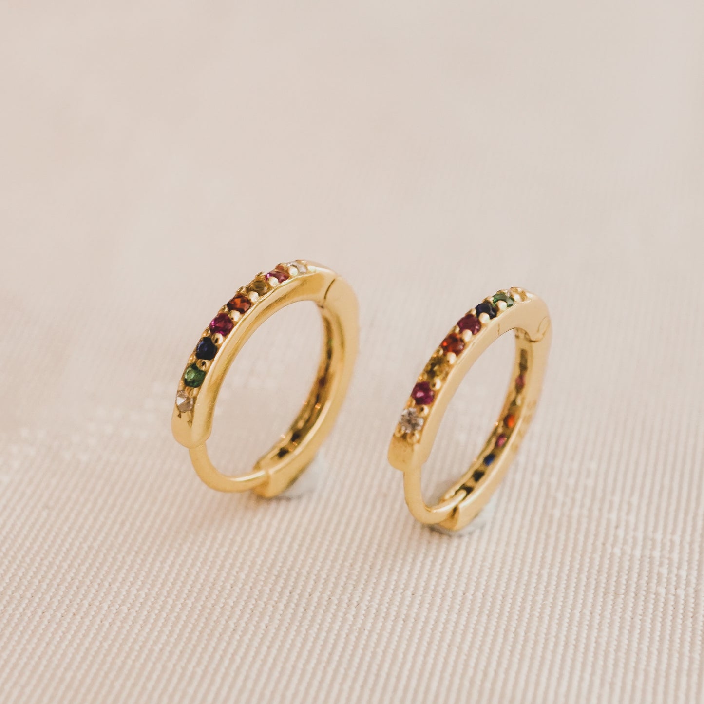Pave Rainbow Hoop Earrings