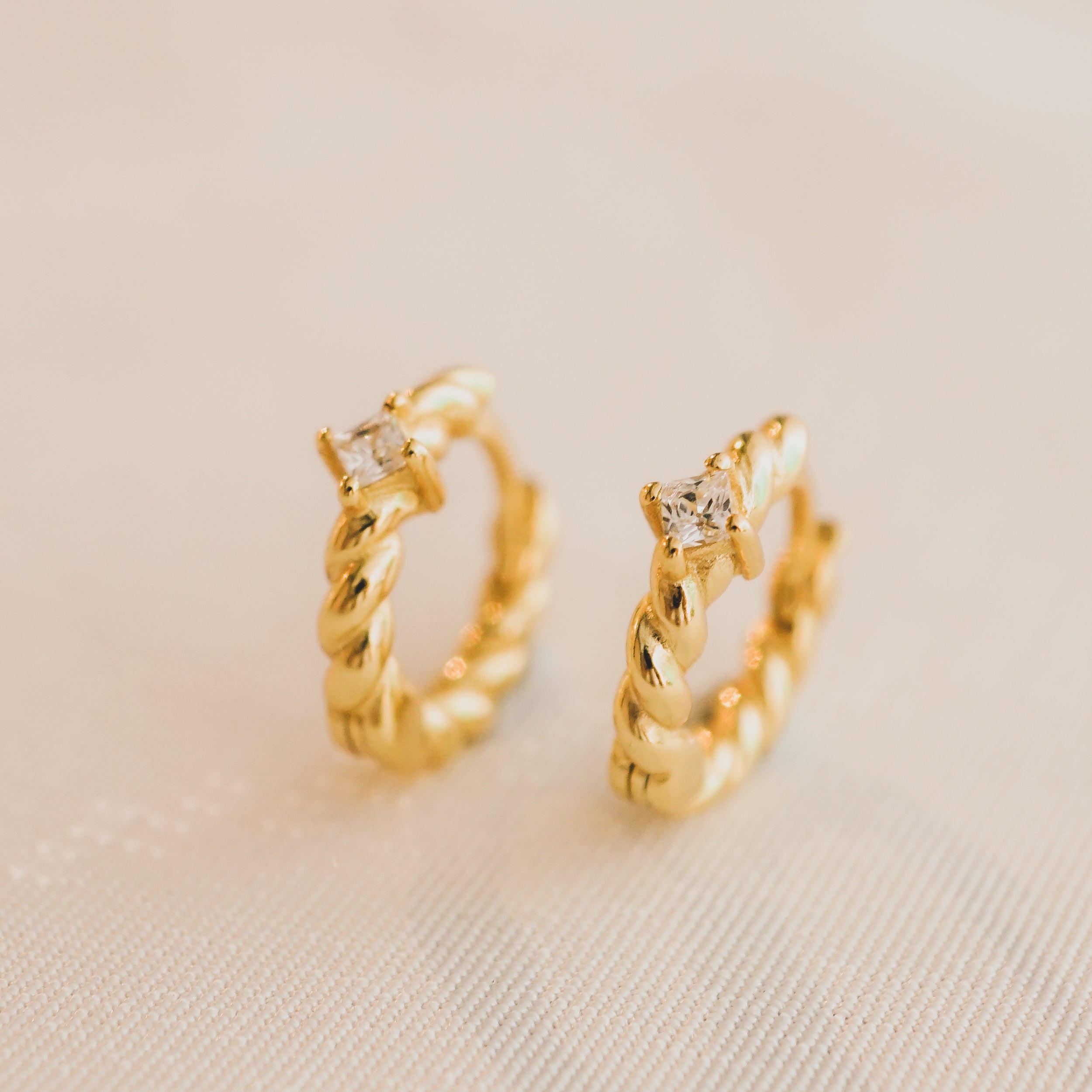 Rope CZ Hoop Earrings