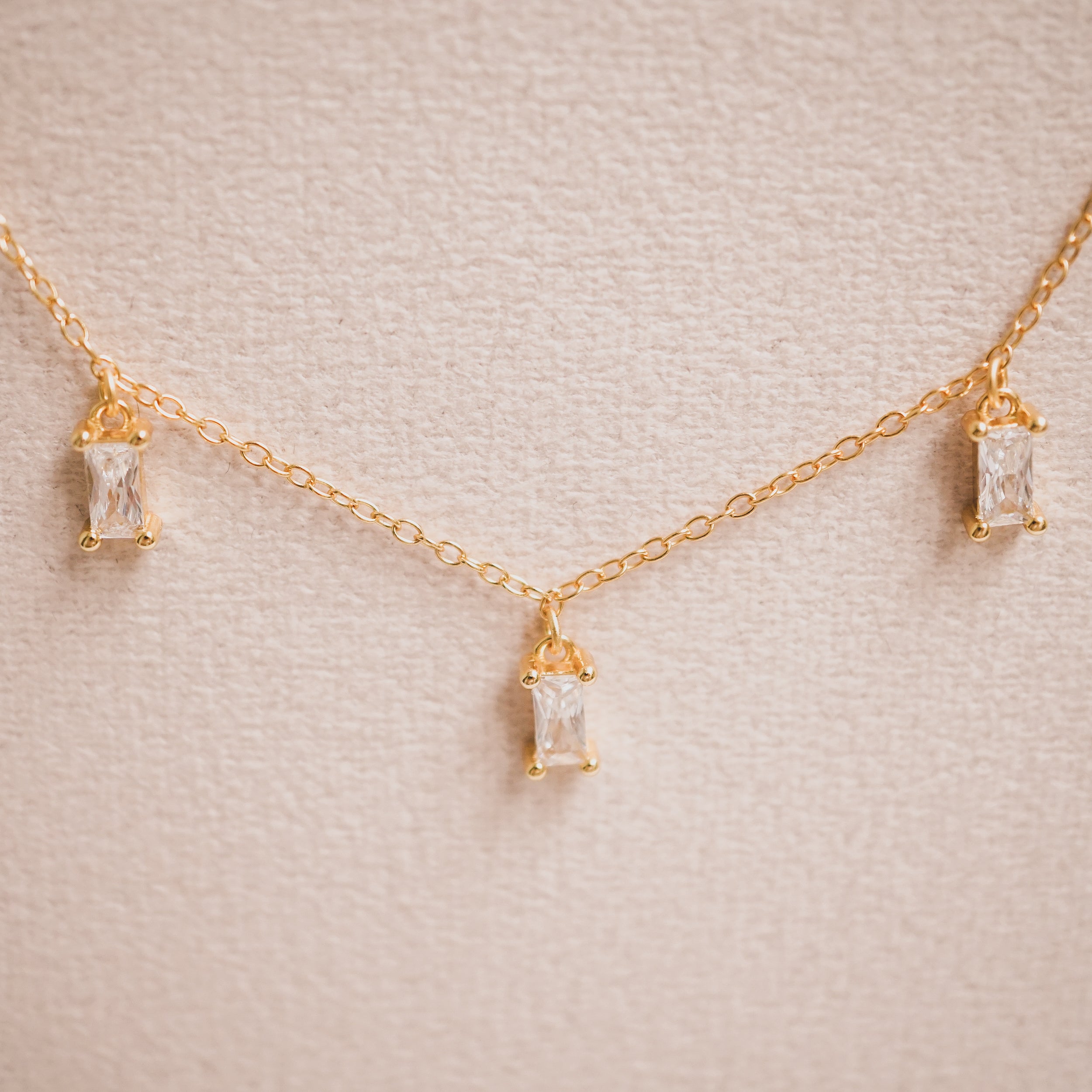 Clear Baguette Drop Necklace