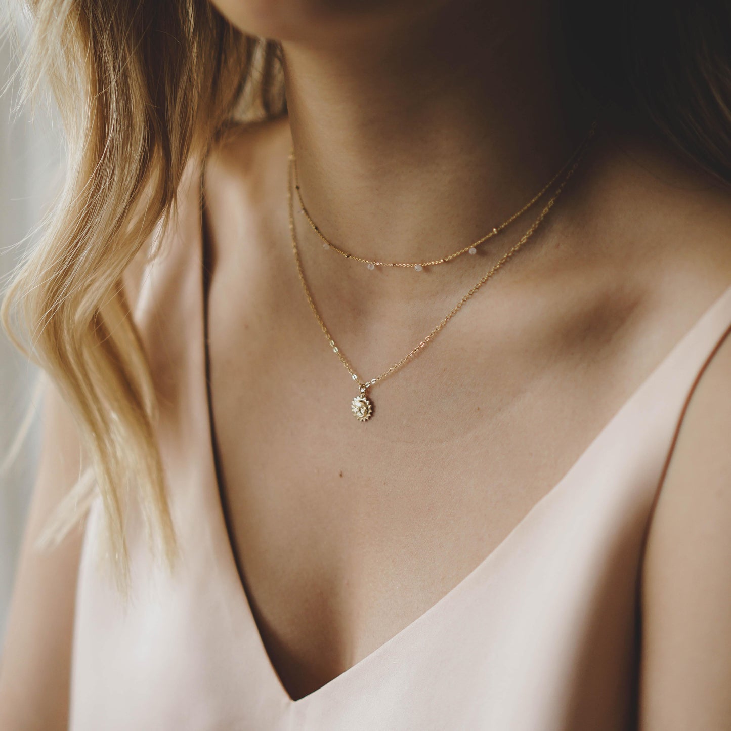 Dainty Sun Necklace - 14K Gold Filled - Studdedheartz