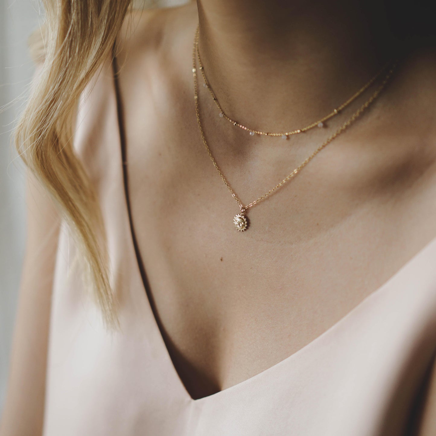 Dainty Sun Necklace - 14K Gold Filled - Studdedheartz