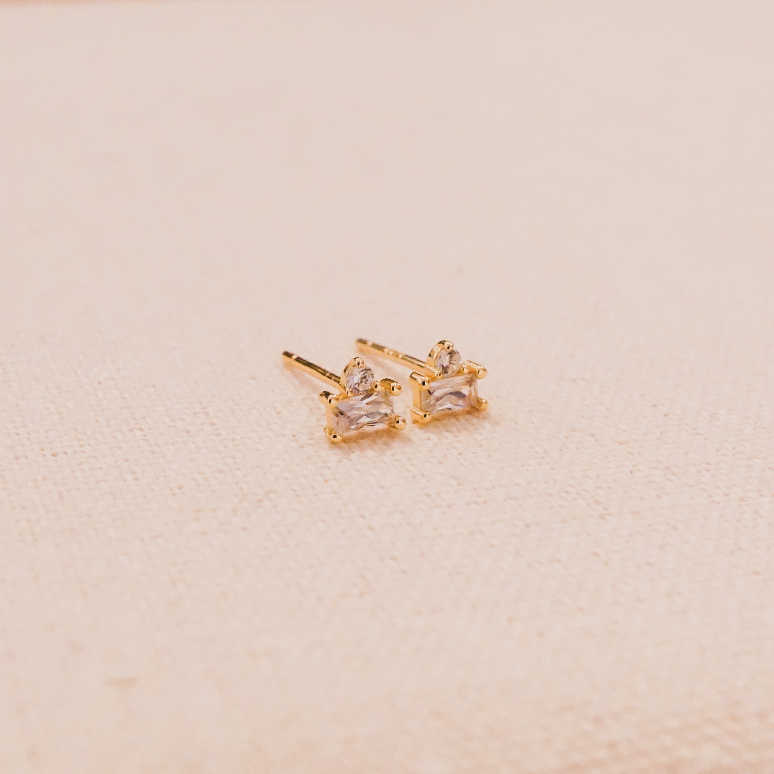 Mini Clear Baguette and Bling Stud Earrings