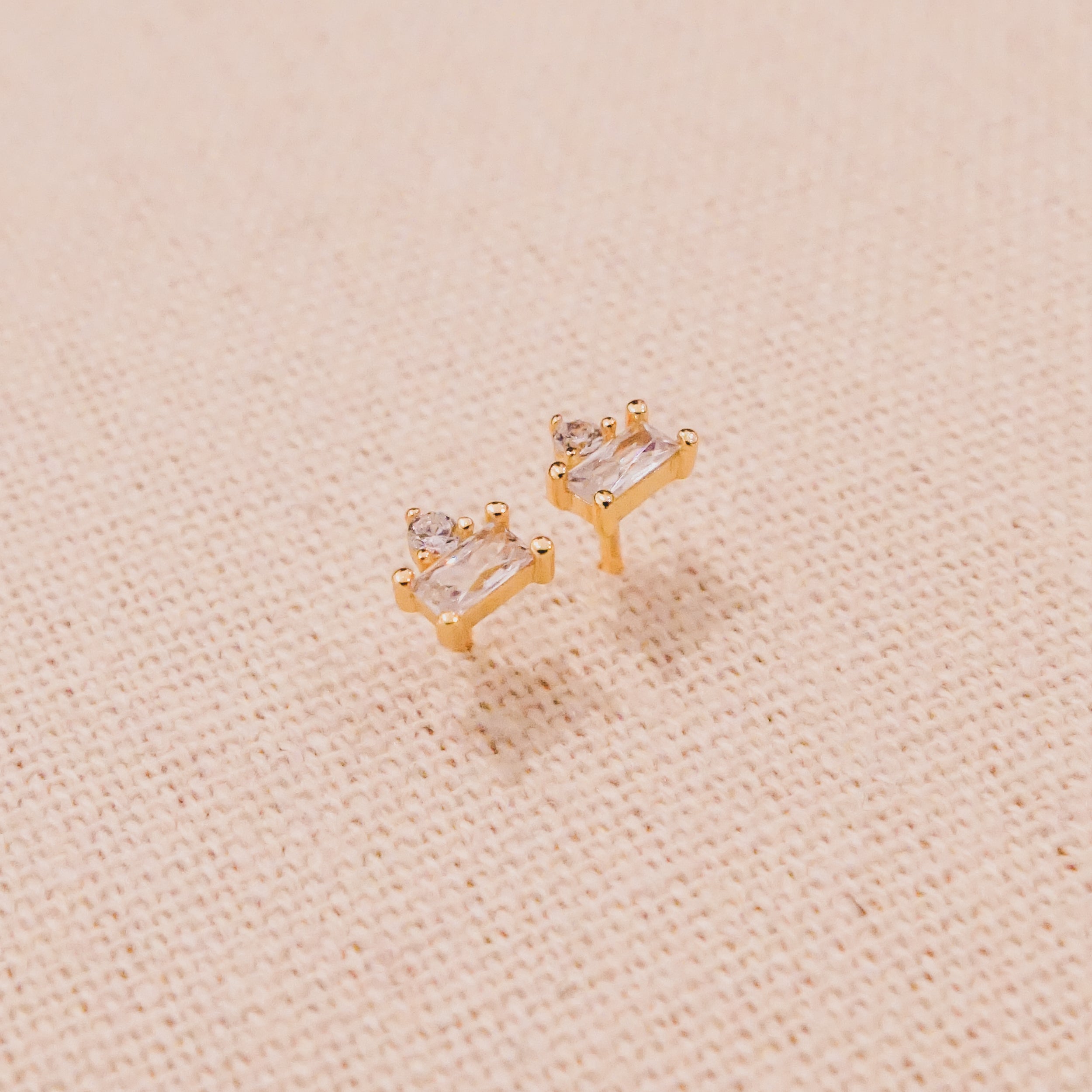 Mini Clear Baguette and Bling Stud Earrings