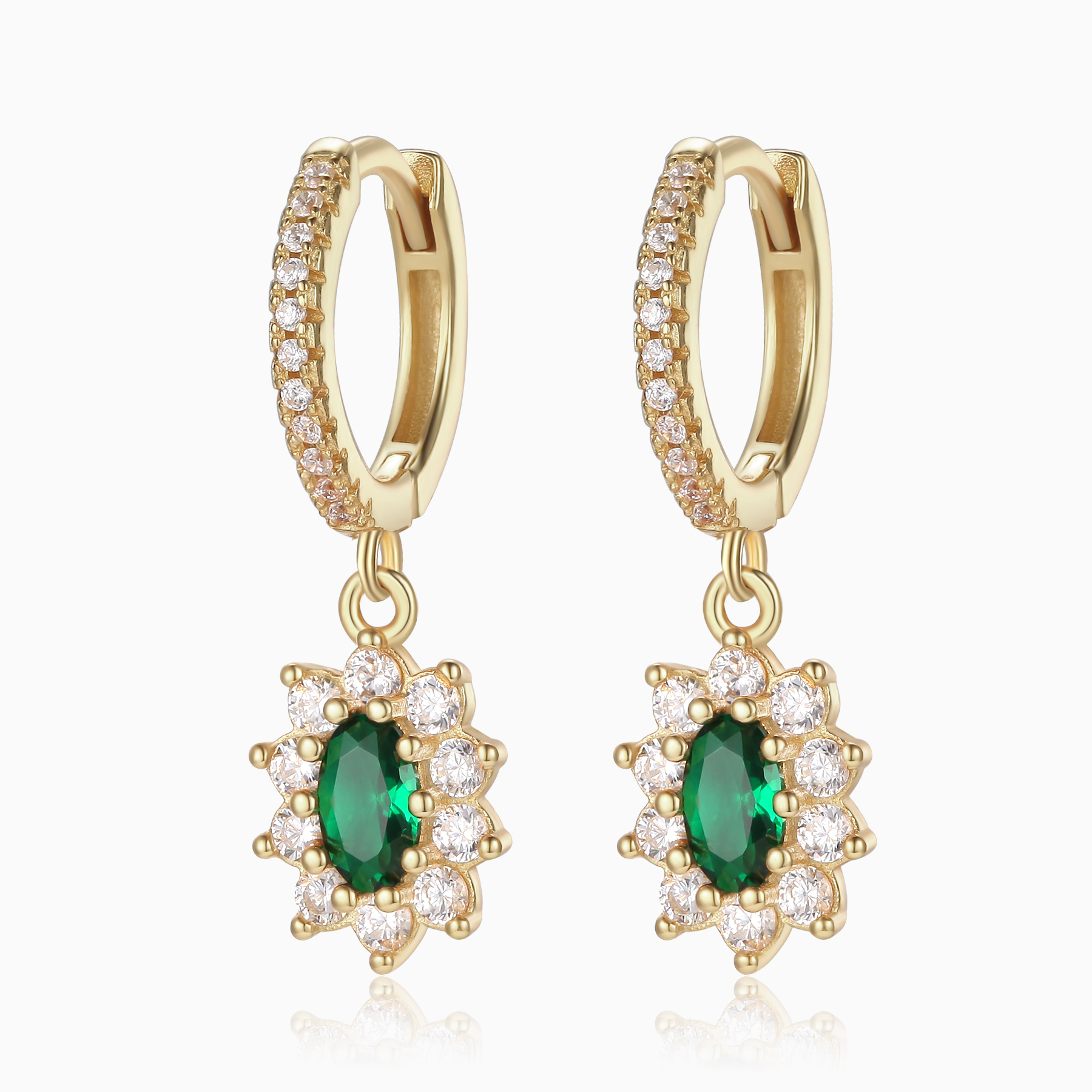 Emerald Vintage Baroque Huggie Earrings