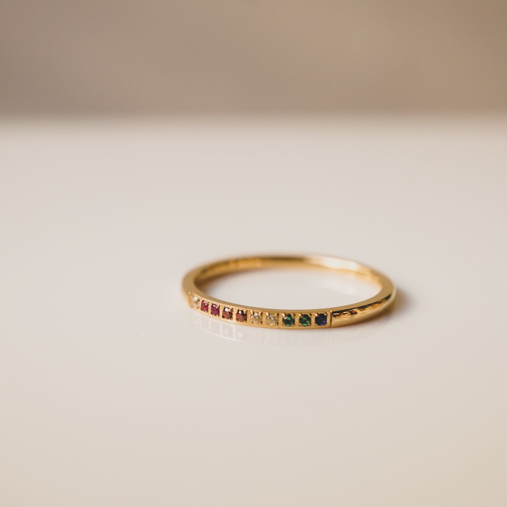 Dainty Pave Rainbow CZ Ring