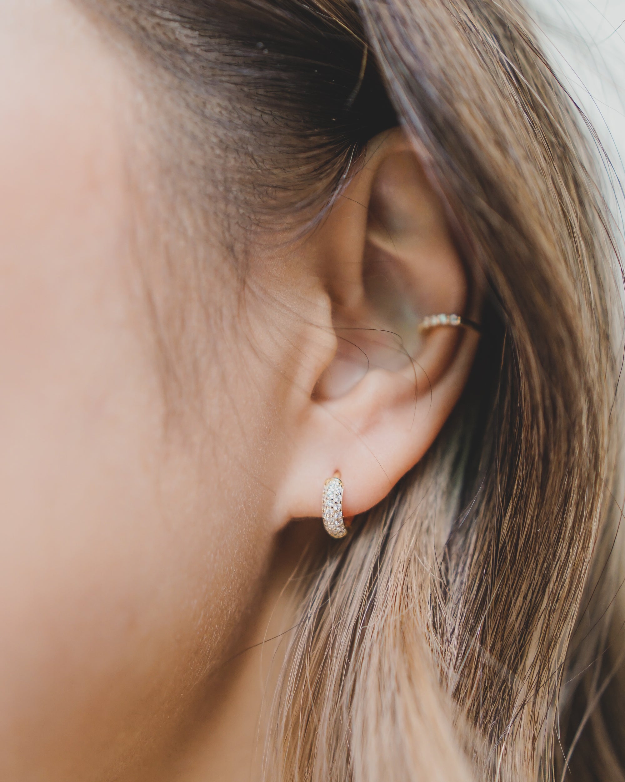 Minimal Round CZ Huggie Earrings