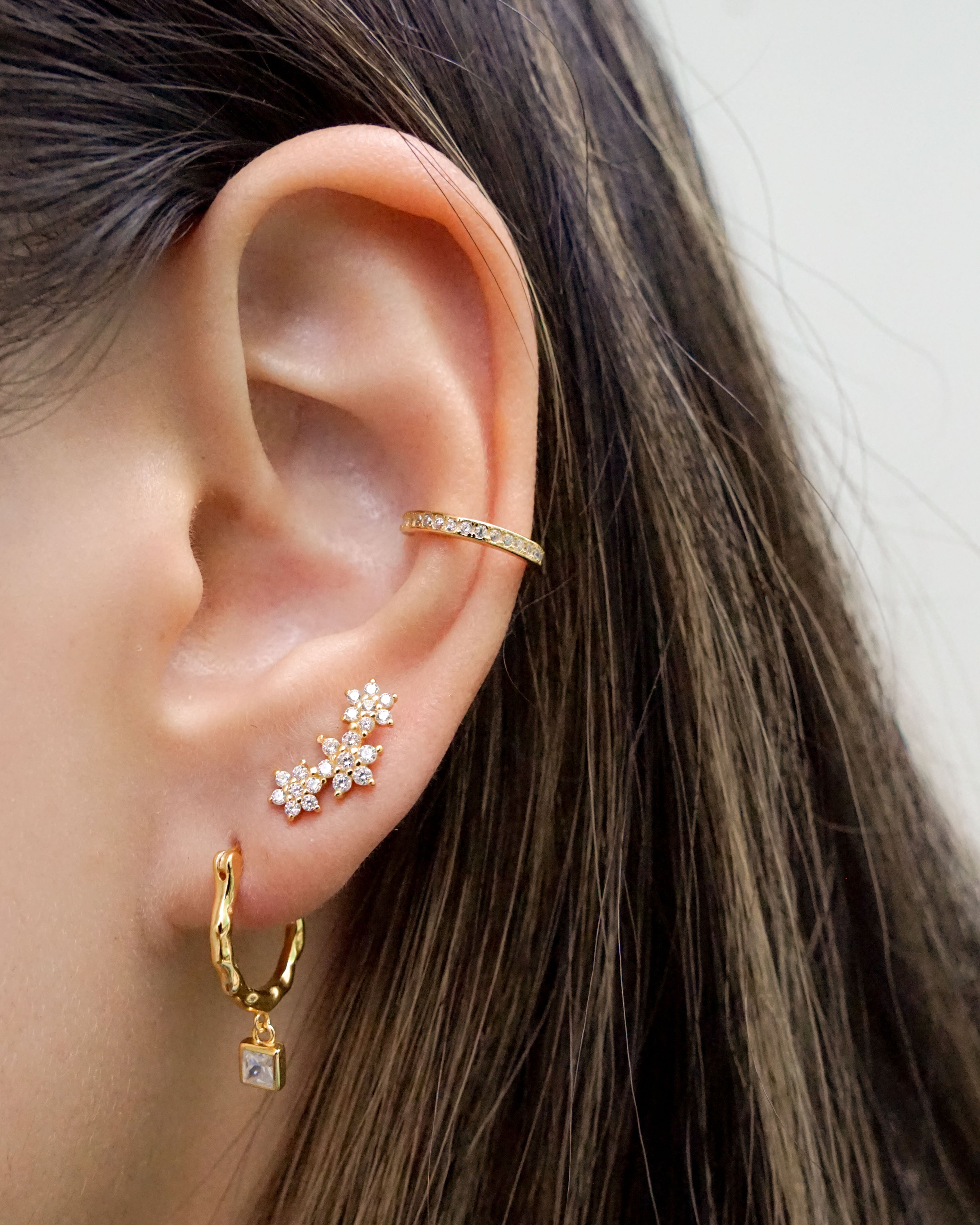 Trio Floral Climber Studs