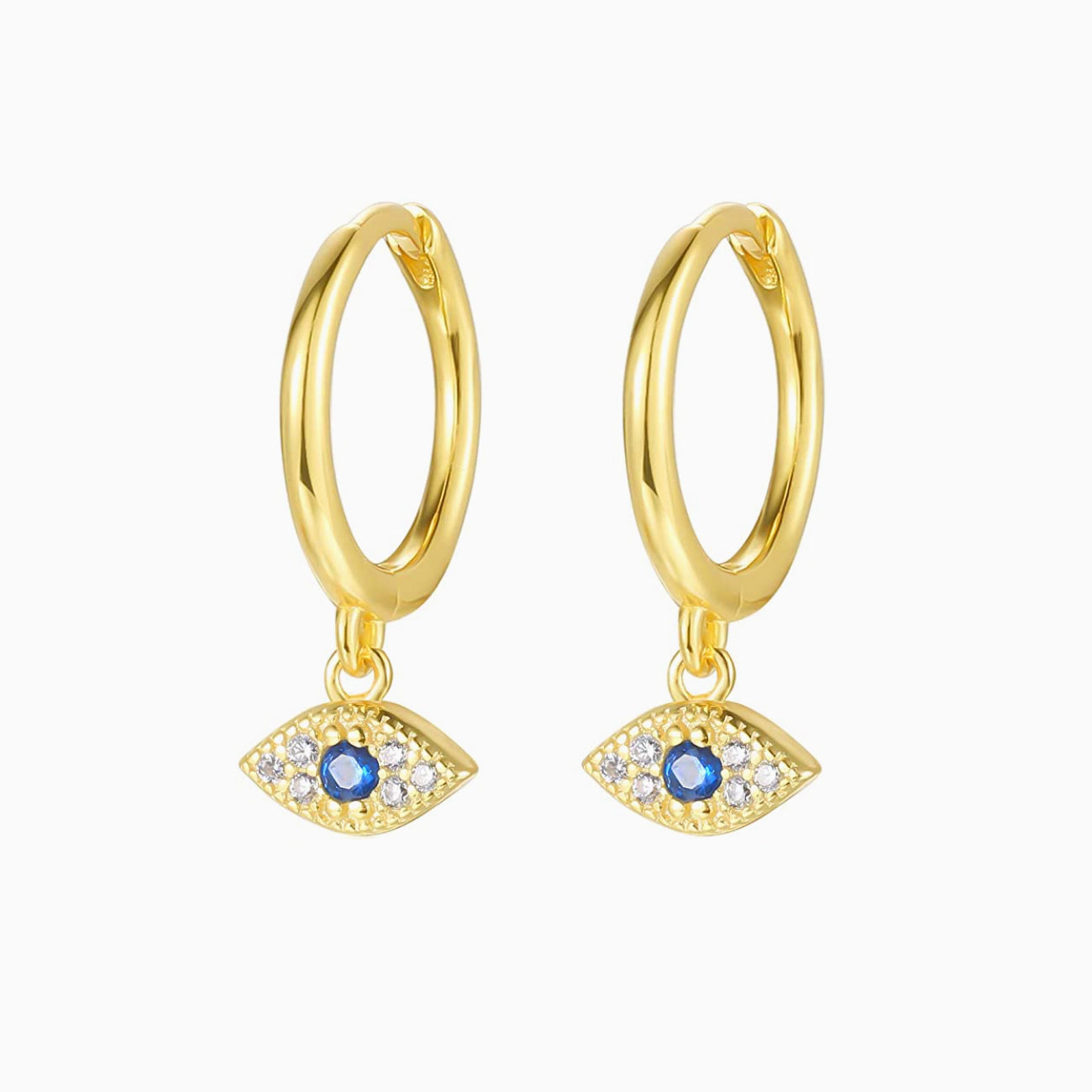 Paved CZ Evil Eye Huggie Earrings