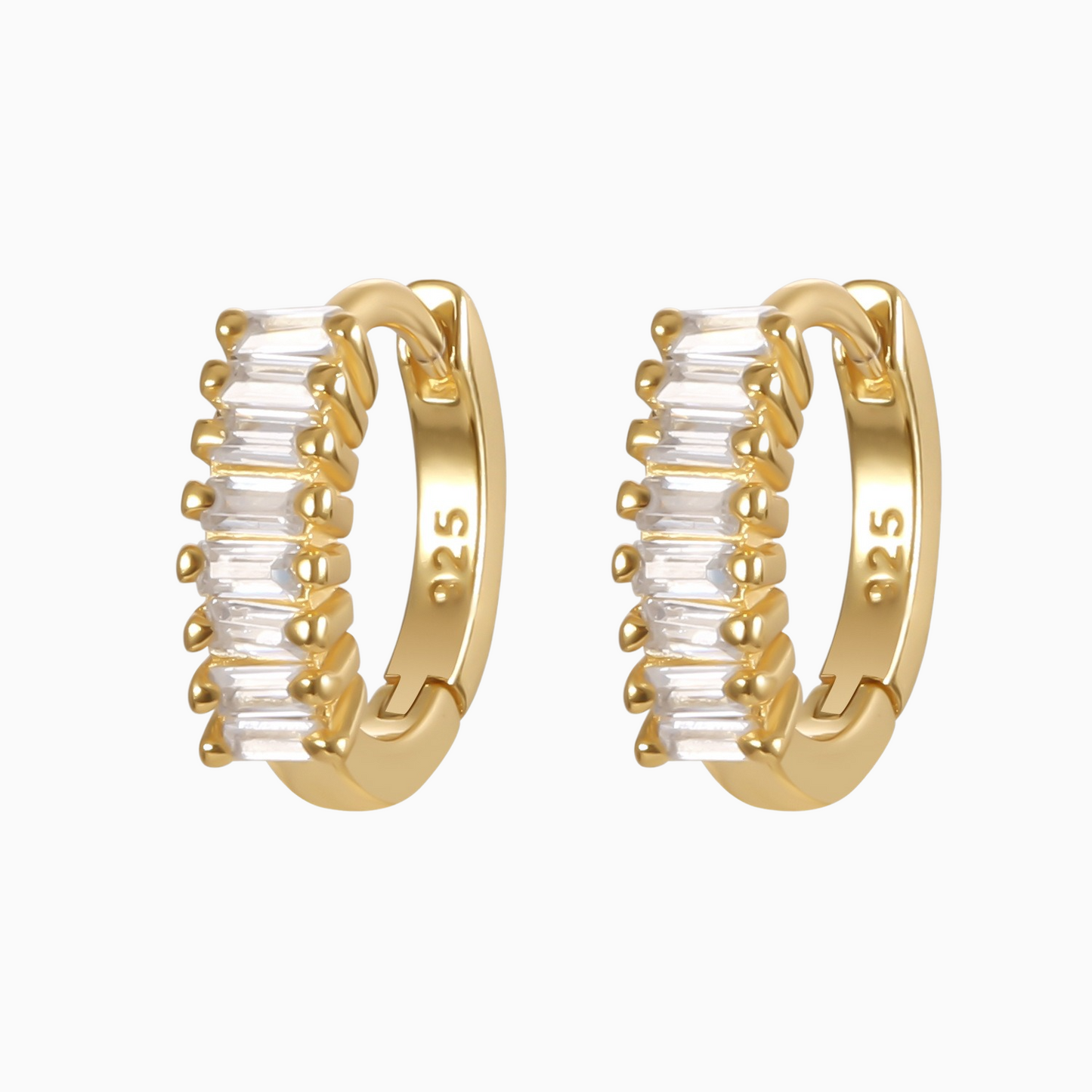 Clear Pave Baguette Huggies