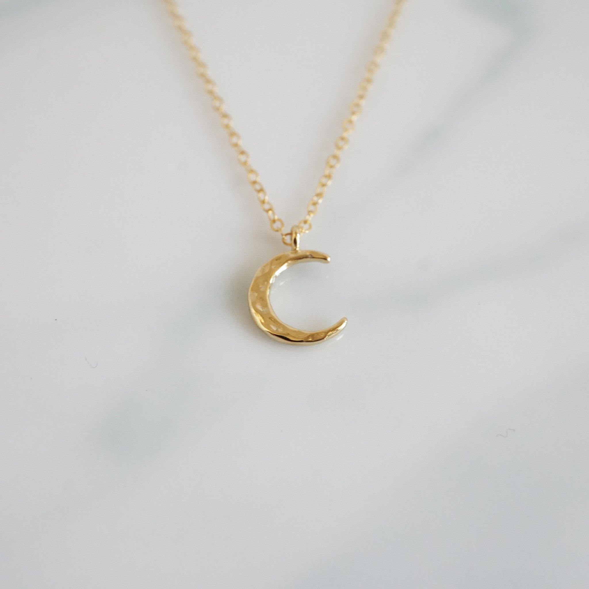 Hammered Crescent Moon Necklace - Studdedheartz