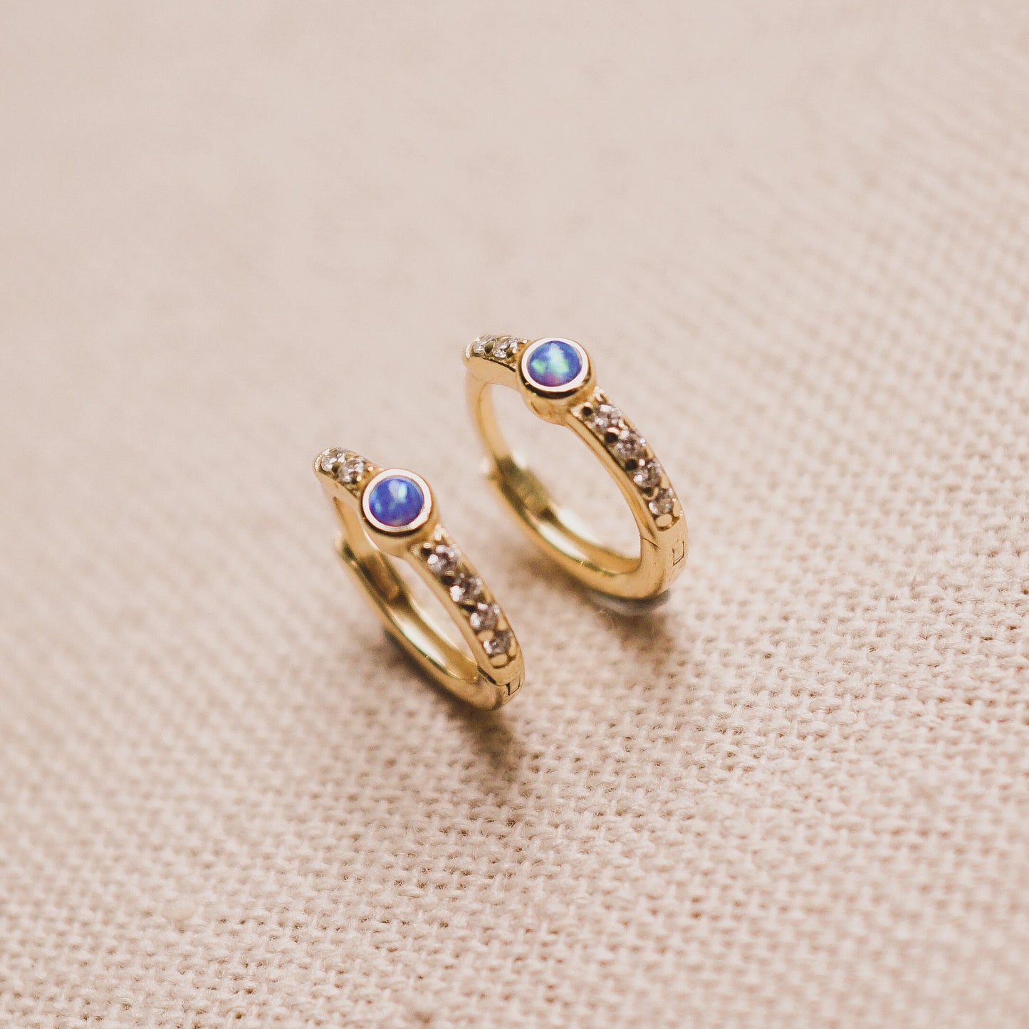 Ocean Blue Opal and Bling Huggies