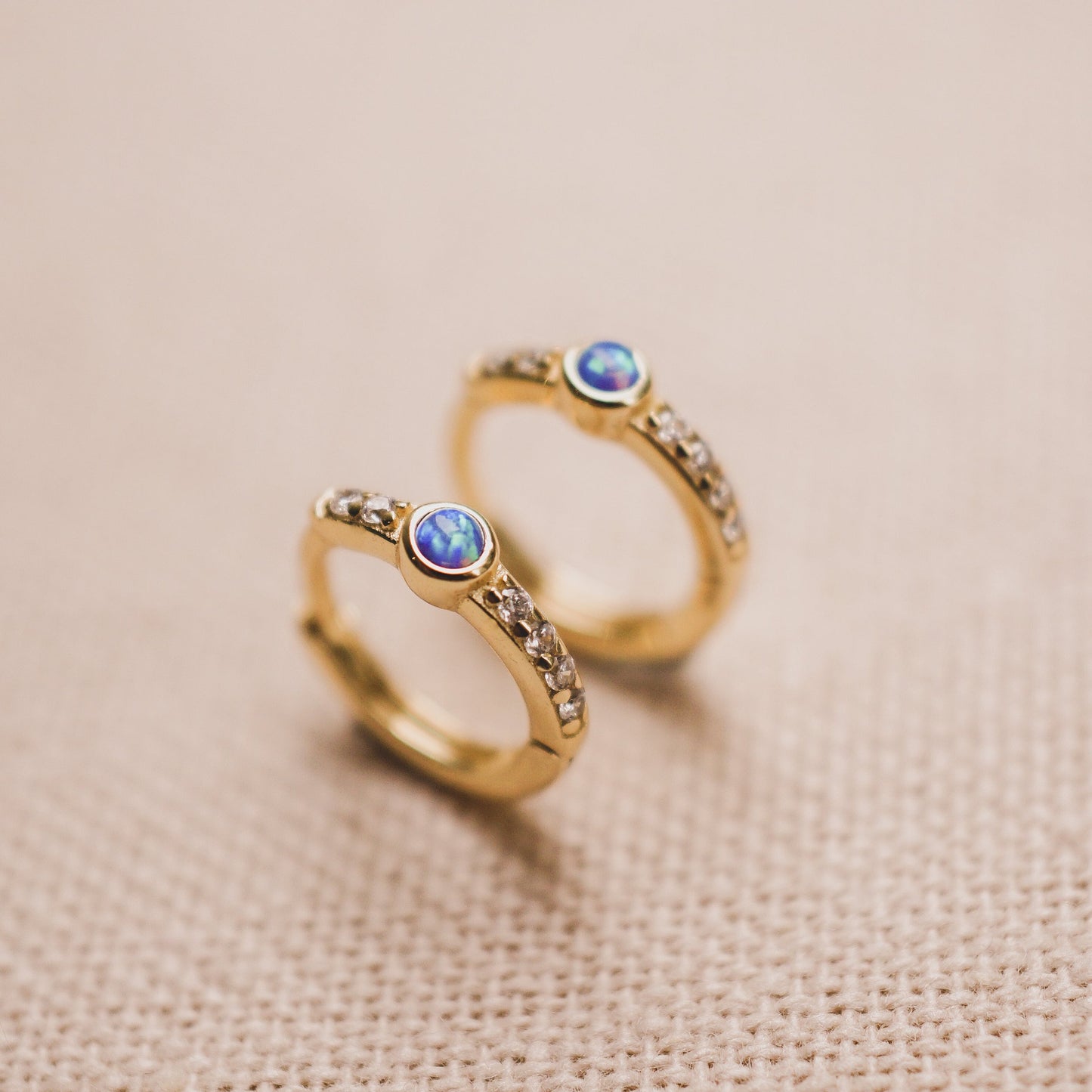 Ocean Blue Opal and Bling Huggies